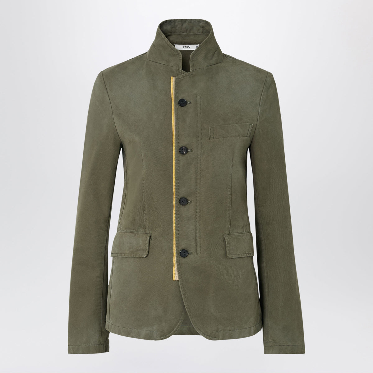 Fendi Military Green Equestrian Jacket In Cotton Drill Women