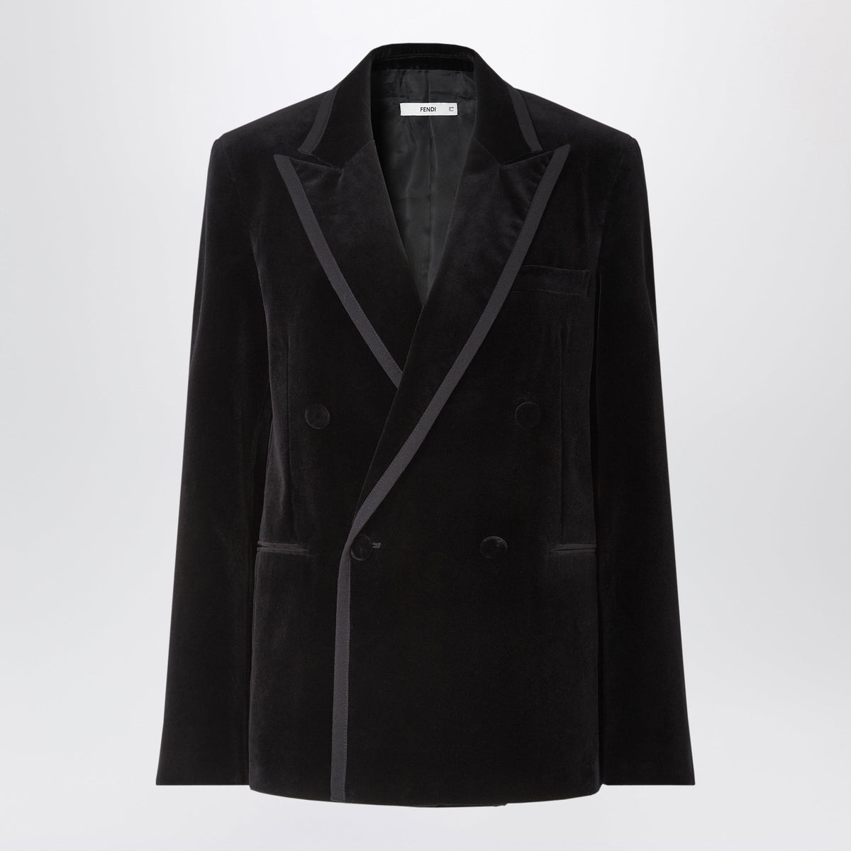 Fendi Black Double-Breasted Blazer In Cotton Velvet Women FENDI