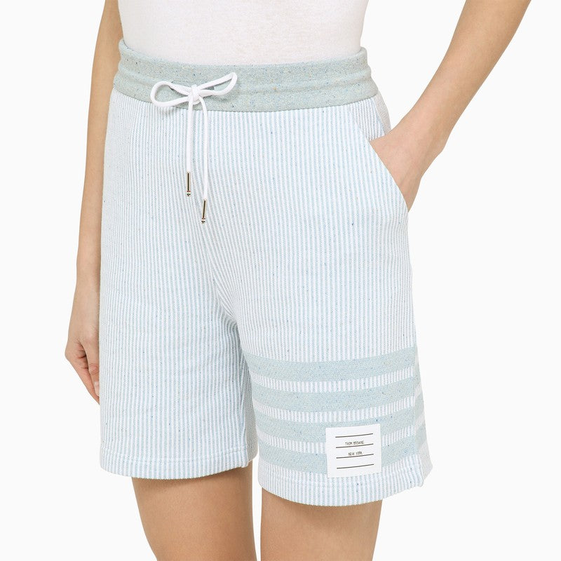 Thom Browne Light Blue Striped Cotton Bermuda Shorts Women