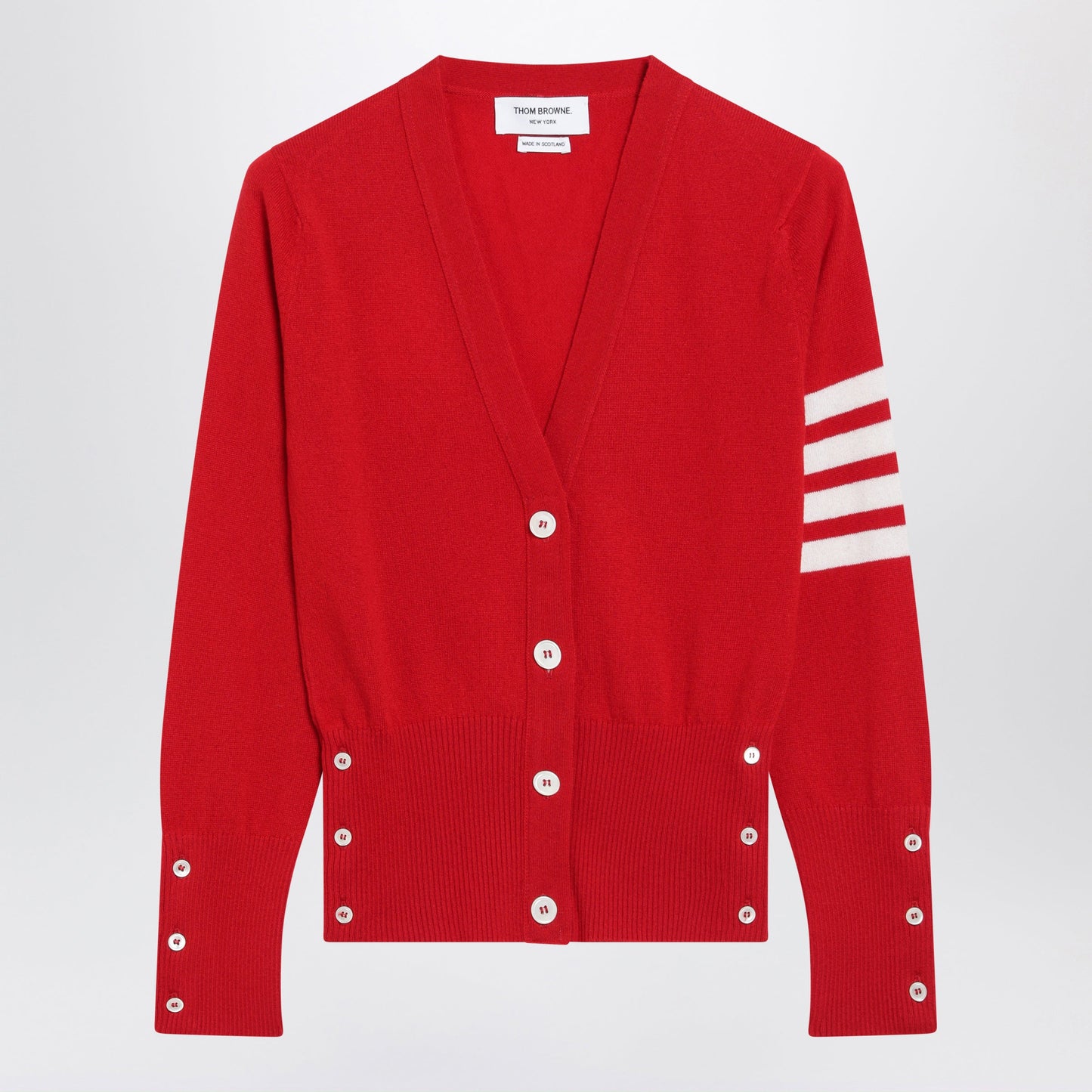 Thom Browne Classic Red Cashmere Cardigan Women THOM BROWNE