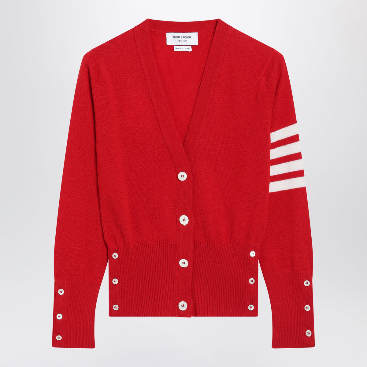 Thom Browne Classic Red Cashmere Cardigan Women THOM BROWNE