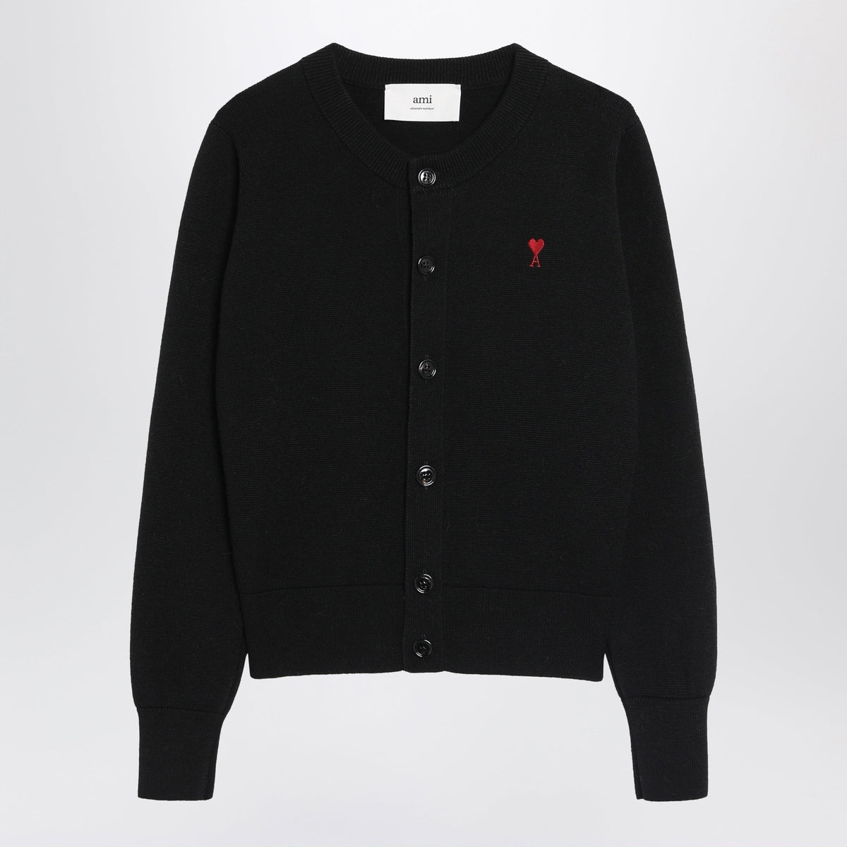 Ami Paris Ami De Coeur Cardigan In Black Wool Women AMI PARIS