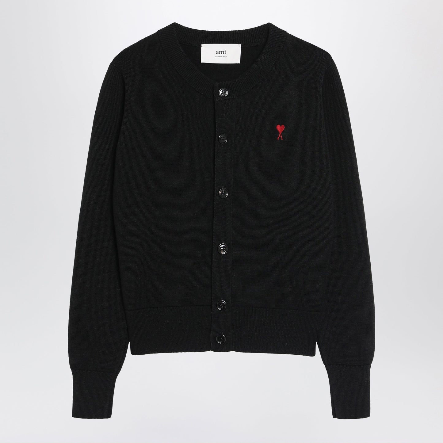 Ami Paris Ami De Coeur Cardigan In Black Wool Women AMI PARIS