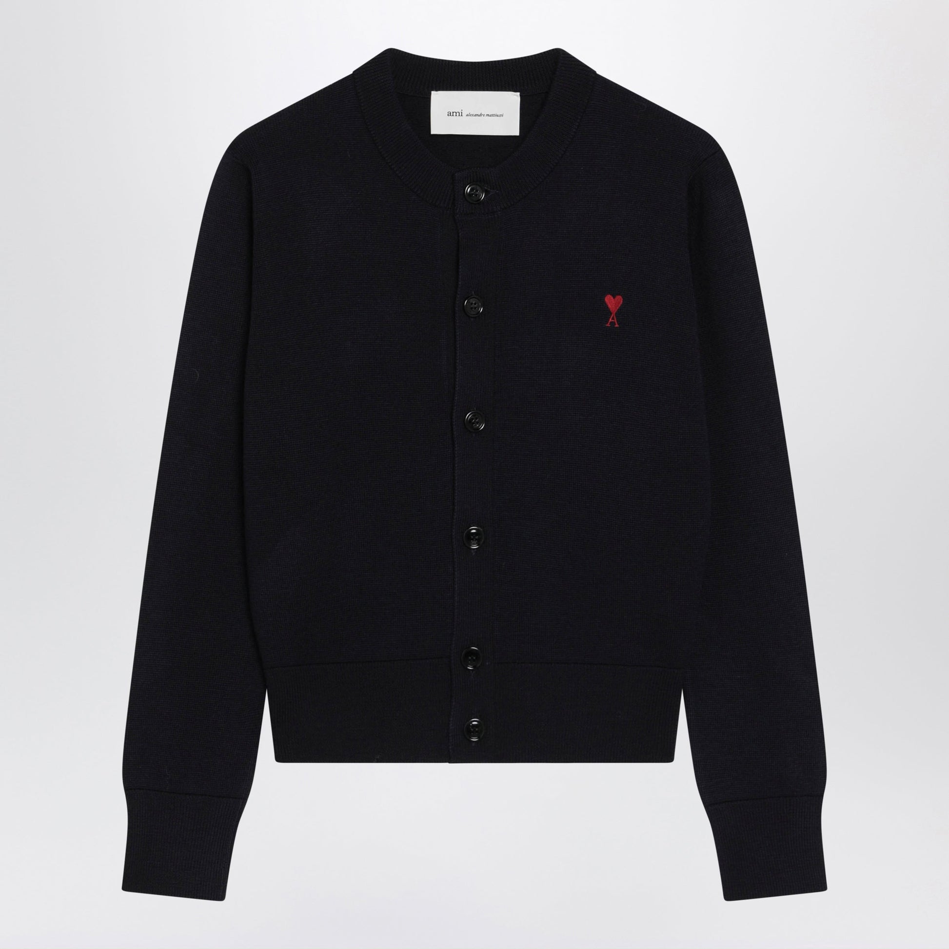 Ami Paris Navy Ami De Coeur Wool Cardigan Women AMI PARIS