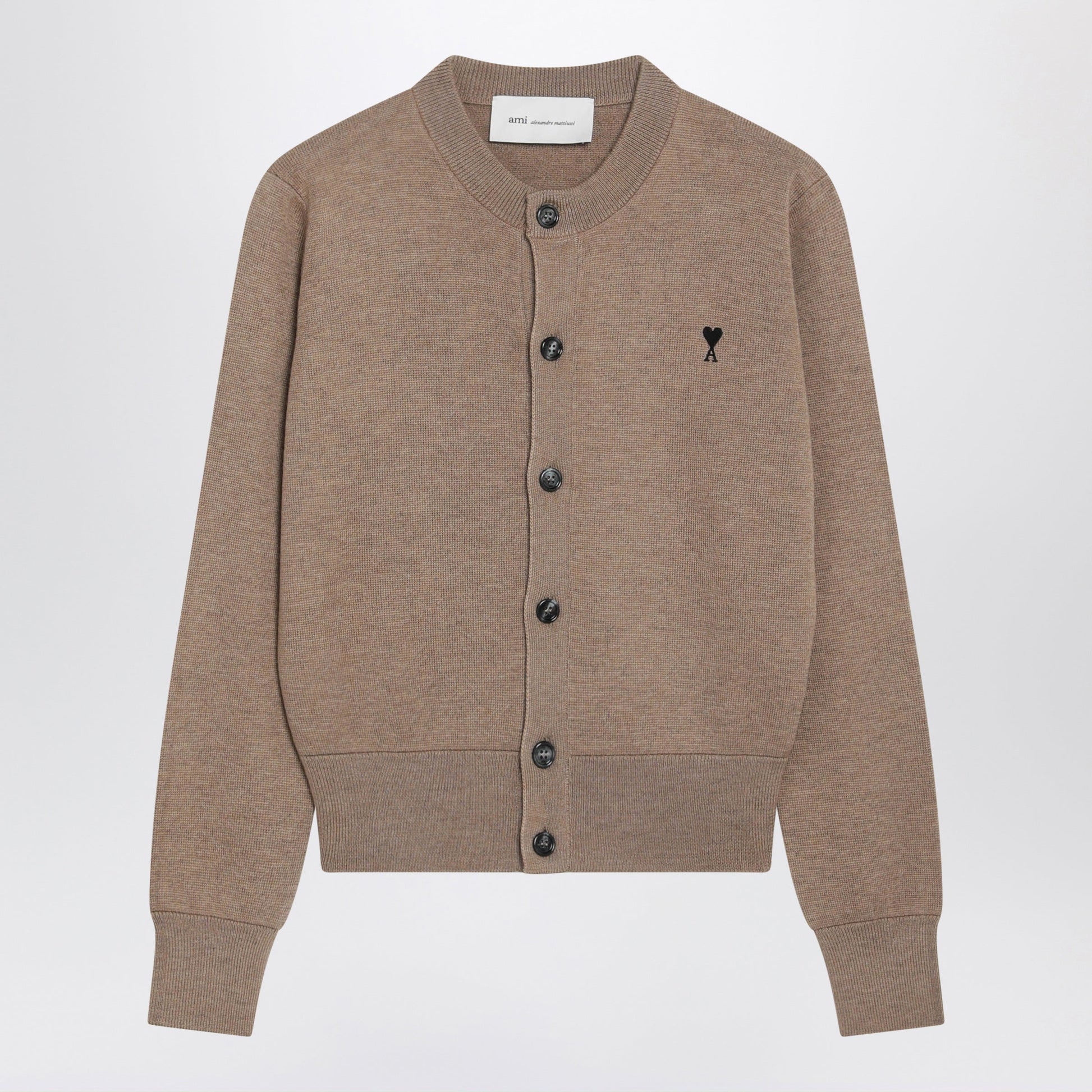 Ami Paris Camel Ami De Coeur Wool Cardigan Women AMI PARIS