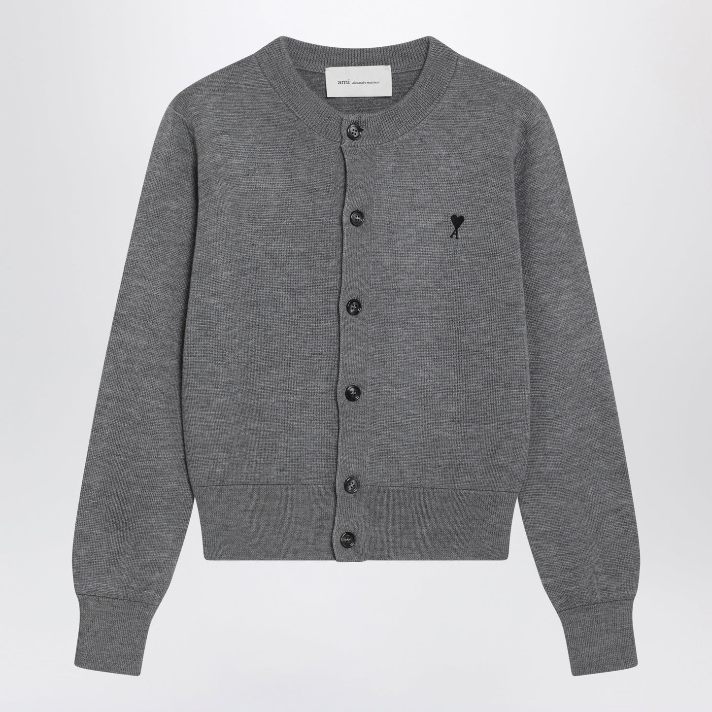 Ami Paris Grey Ami De Coeur Wool Cardigan Women AMI PARIS