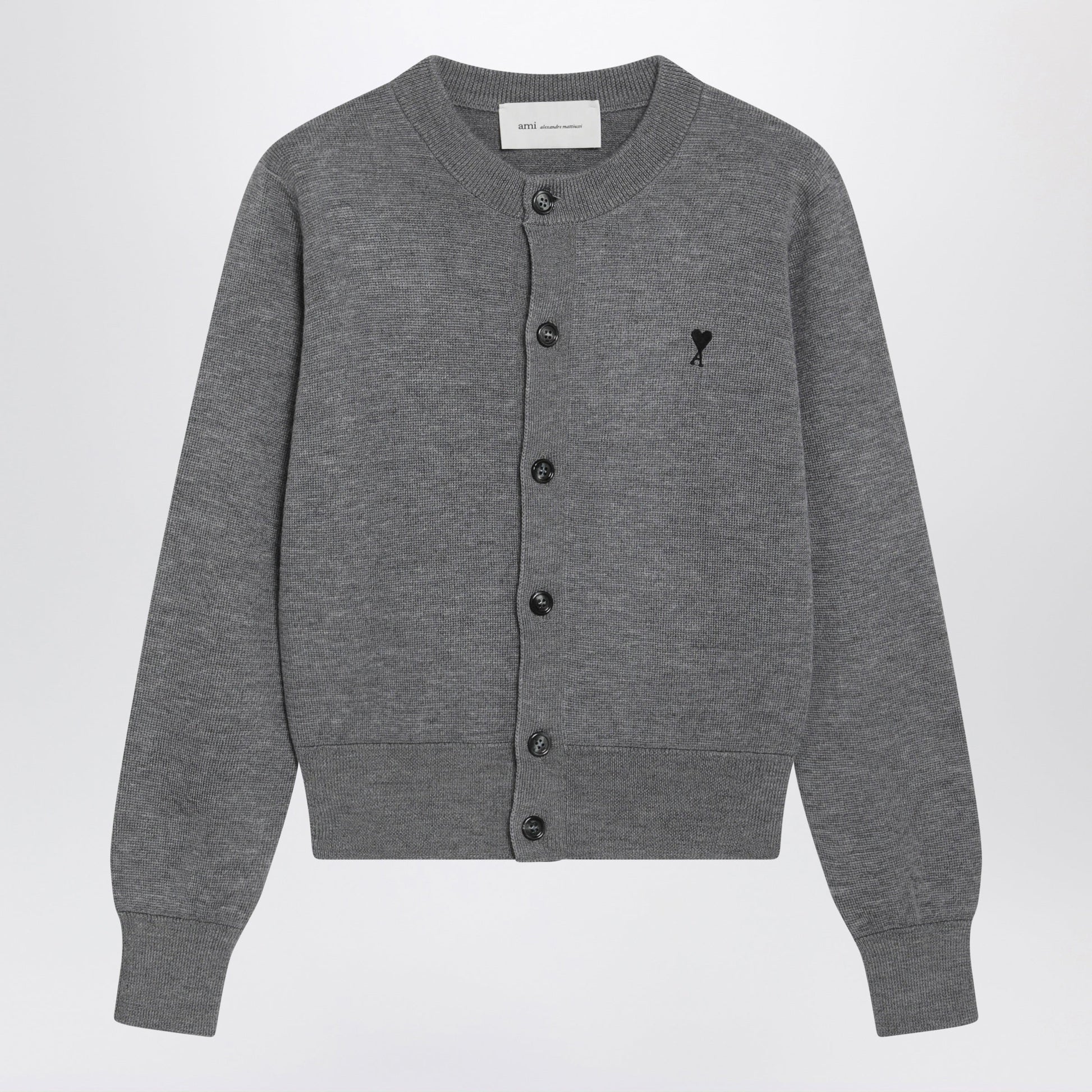 Ami Paris Grey Ami De Coeur Wool Cardigan Women AMI PARIS