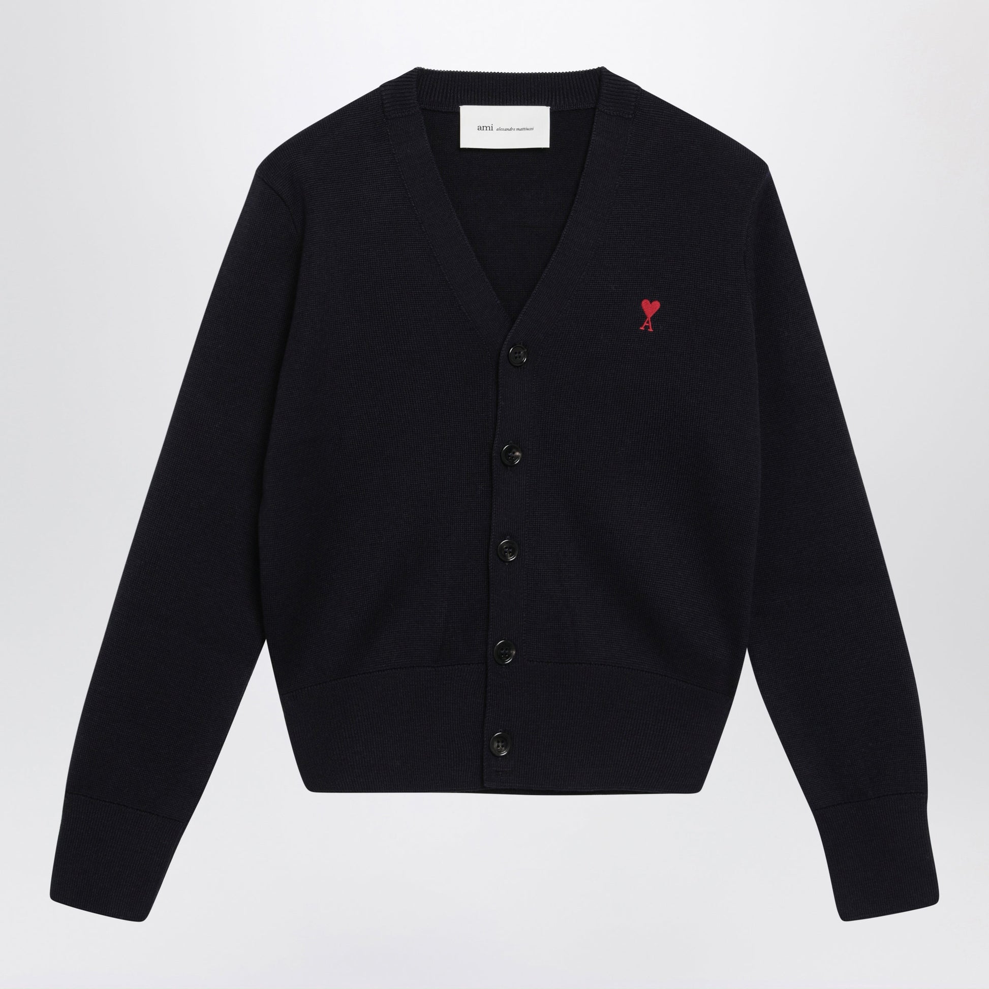 Ami Paris Navy Ami De Coeur Wool Cardigan Women AMI PARIS