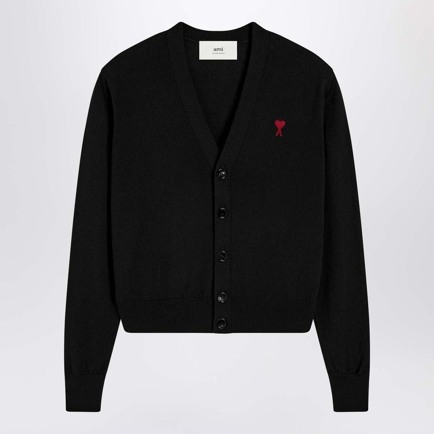 Ami Paris Black Ami De Coeur Cardigan In Wool Women AMI PARIS