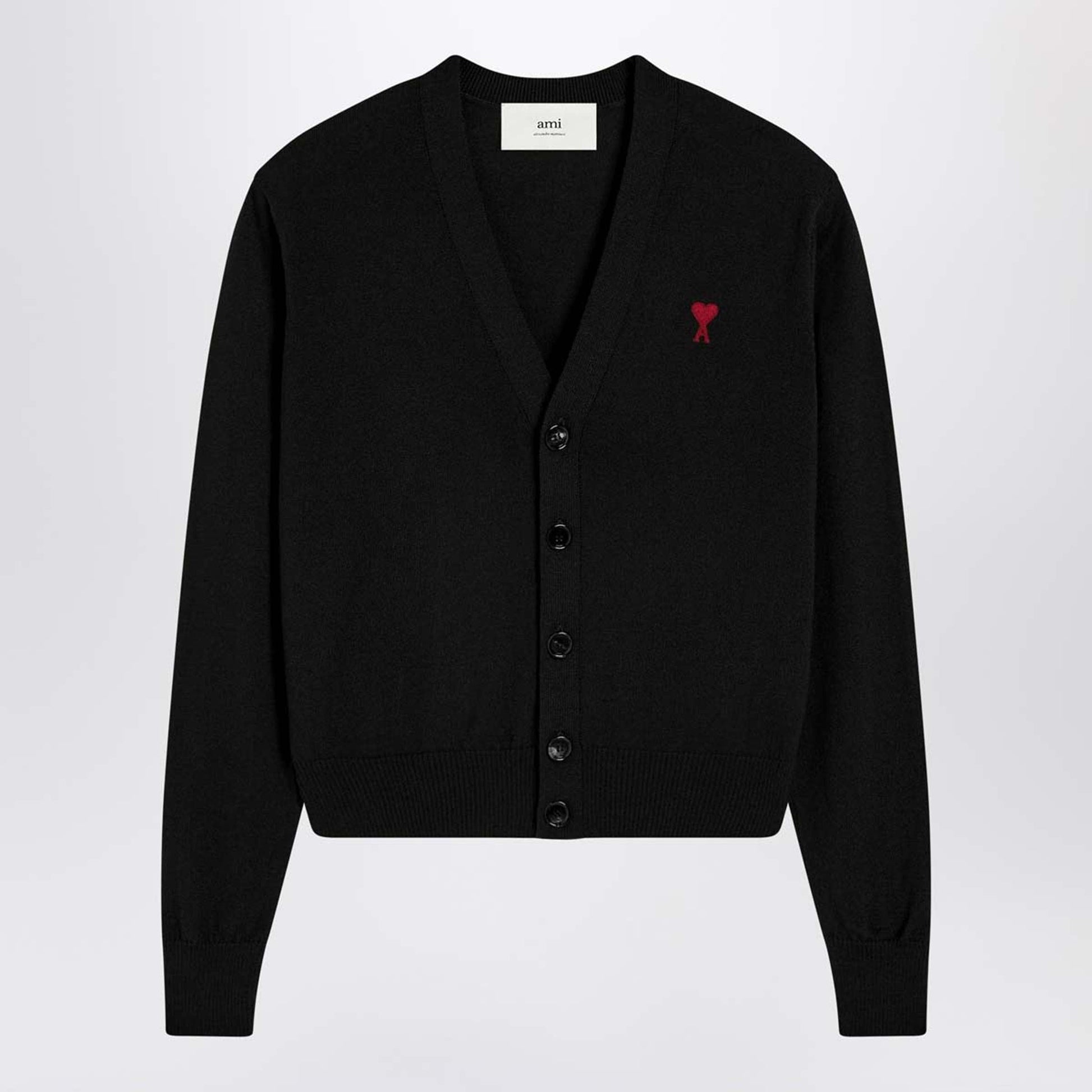 Ami Paris Black Ami De Coeur Cardigan In Wool Women AMI PARIS