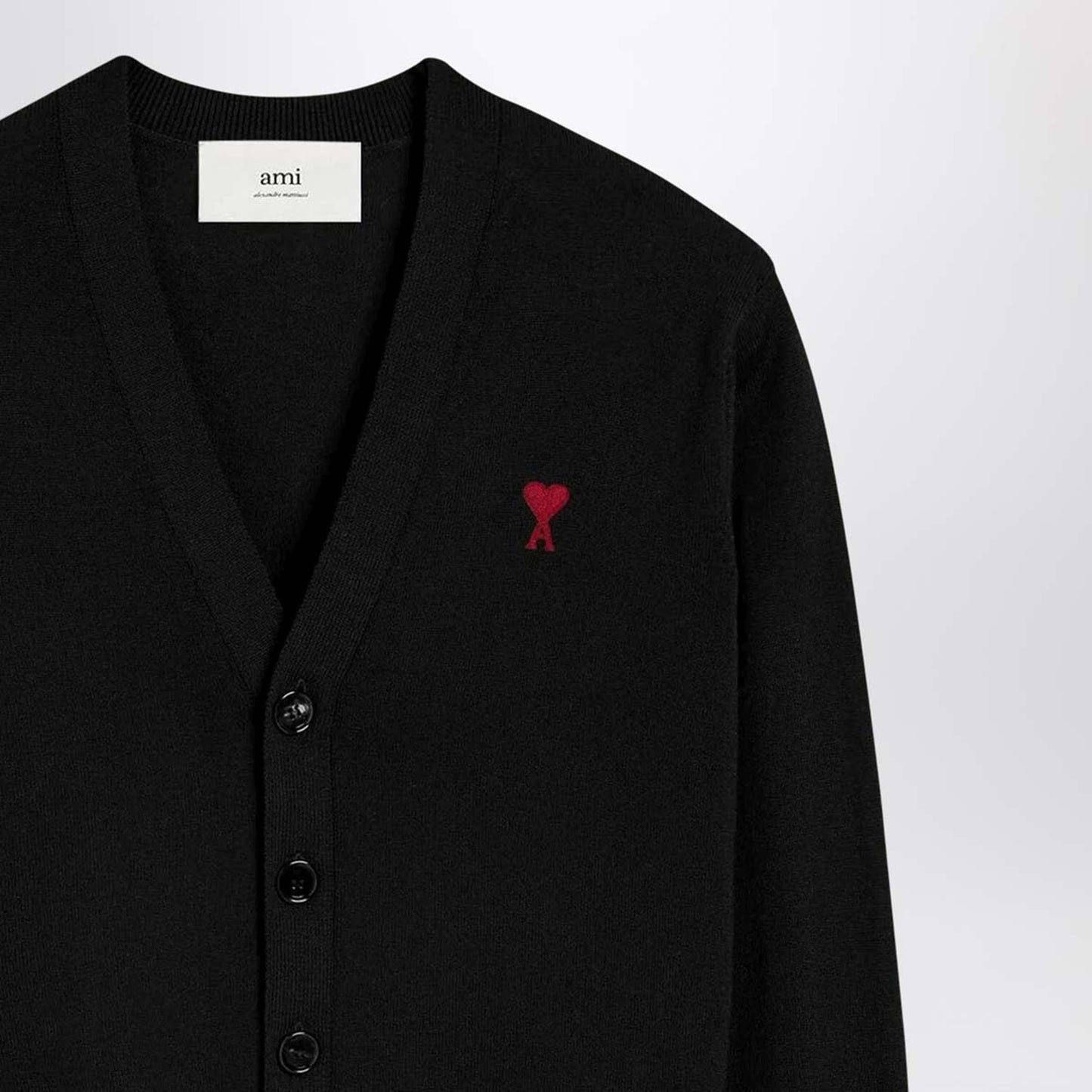 Ami Paris Black Ami De Coeur Cardigan In Wool Women AMI PARIS