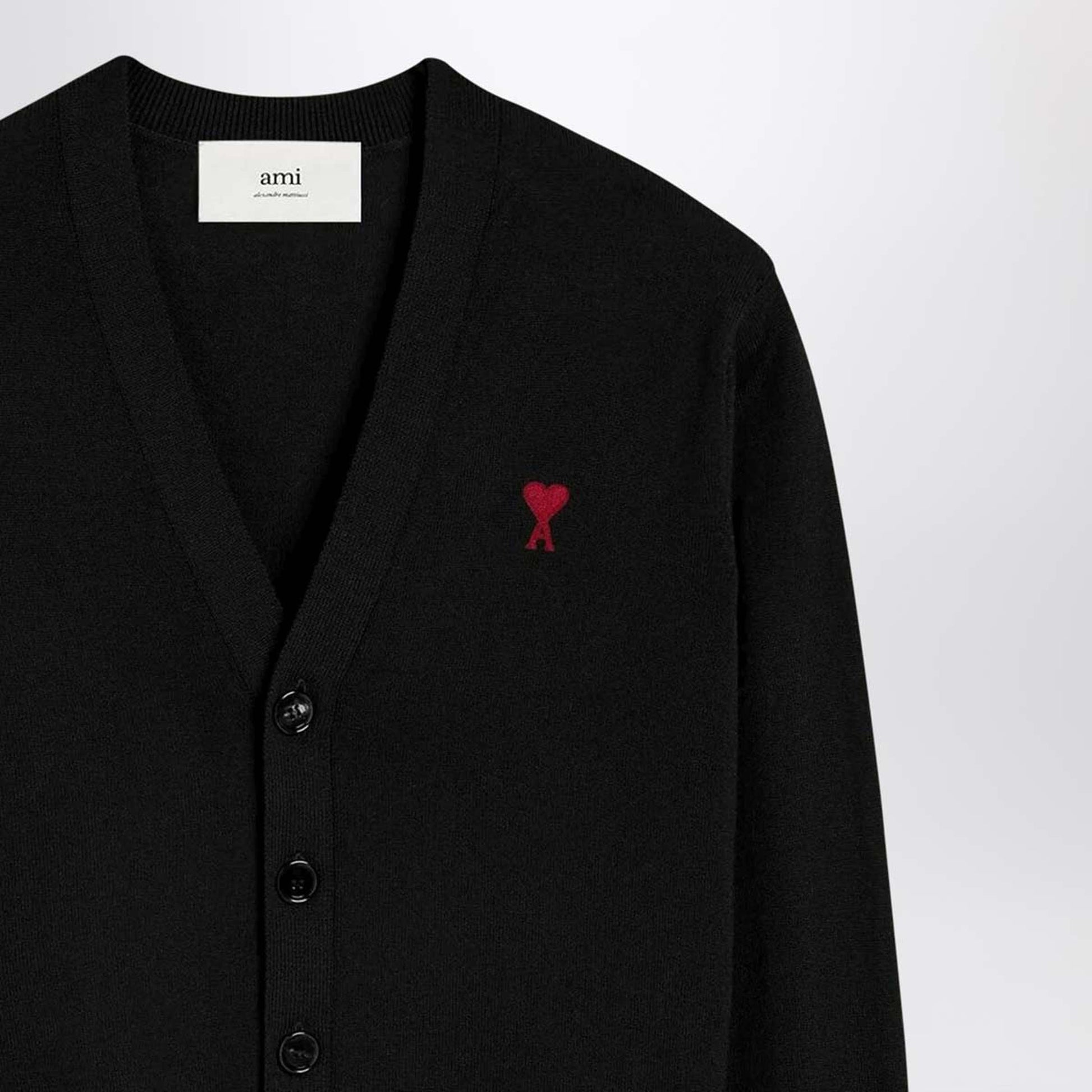 Ami Paris Black Ami De Coeur Cardigan In Wool Women AMI PARIS