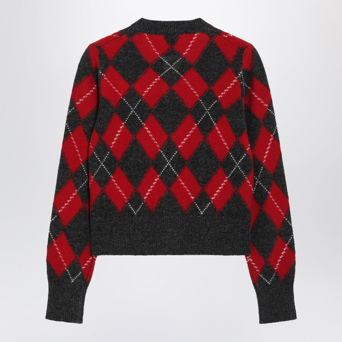 Ami Paris Red/Grey Argyle-Pattern Cardigan In Wool Women AMI PARIS