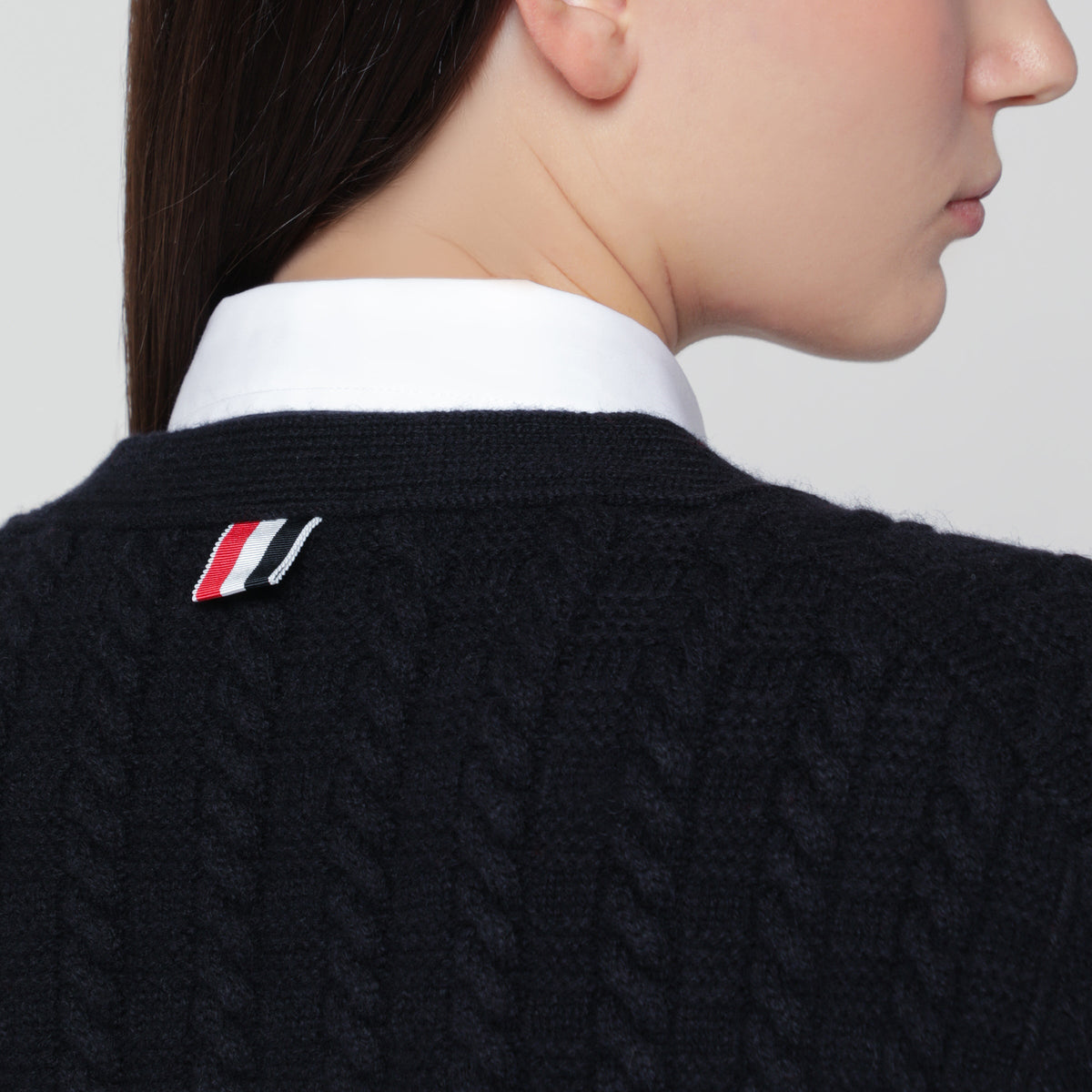 Thom Browne Navy Anchor 4-Bar Cardigan In Wool Women THOM BROWNE