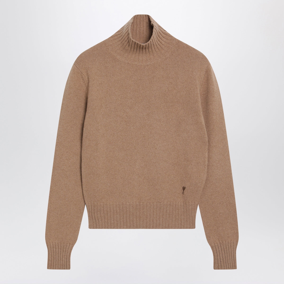 Ami Paris Camel Turtleneck Sweater In Cashmere And Wool Women AMI PARIS