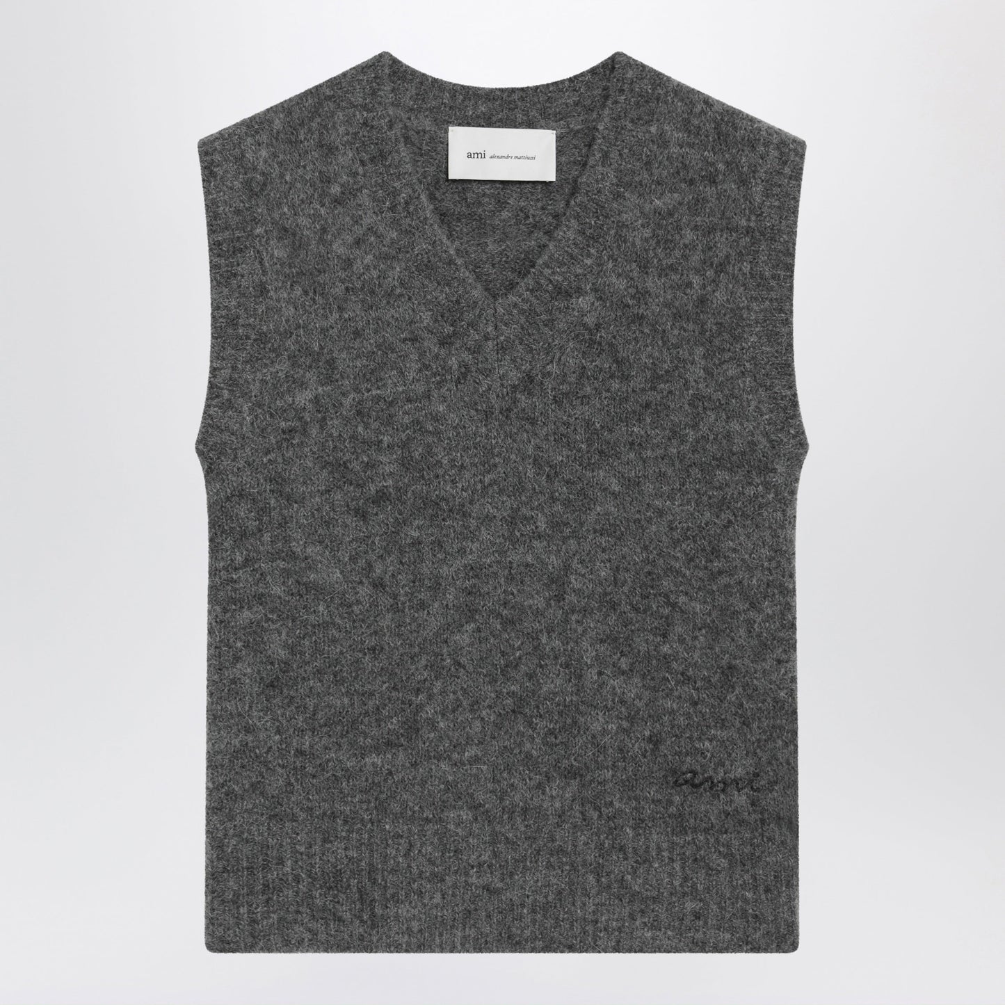 Ami Paris Vest Grey Melange In Alpaca And Wool Blend Women AMI PARIS