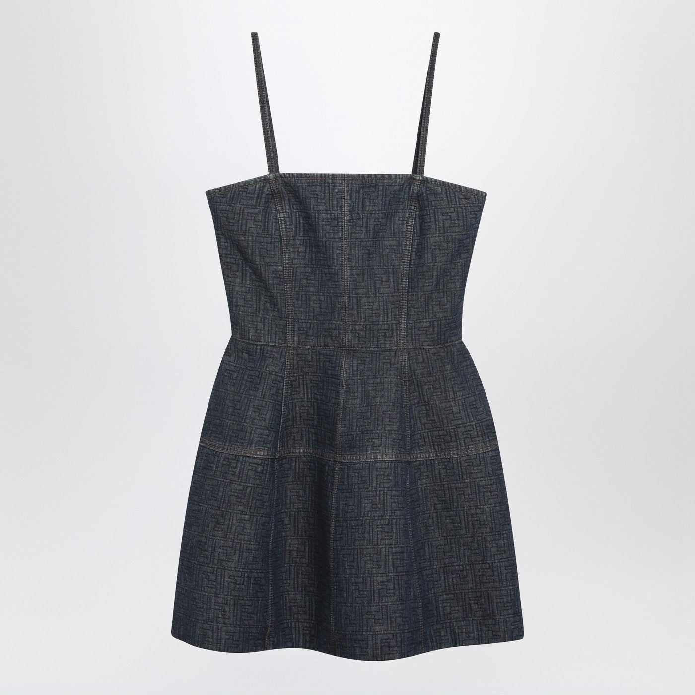 Fendi Dark Blue Ff Denim Bustier Dress Women FENDI