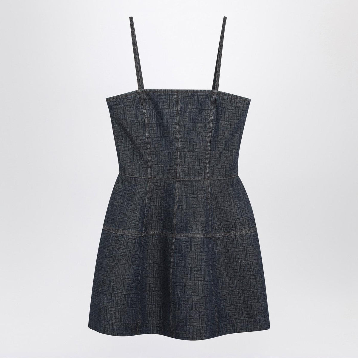 Fendi Dark Blue Ff Denim Bustier Dress Women FENDI