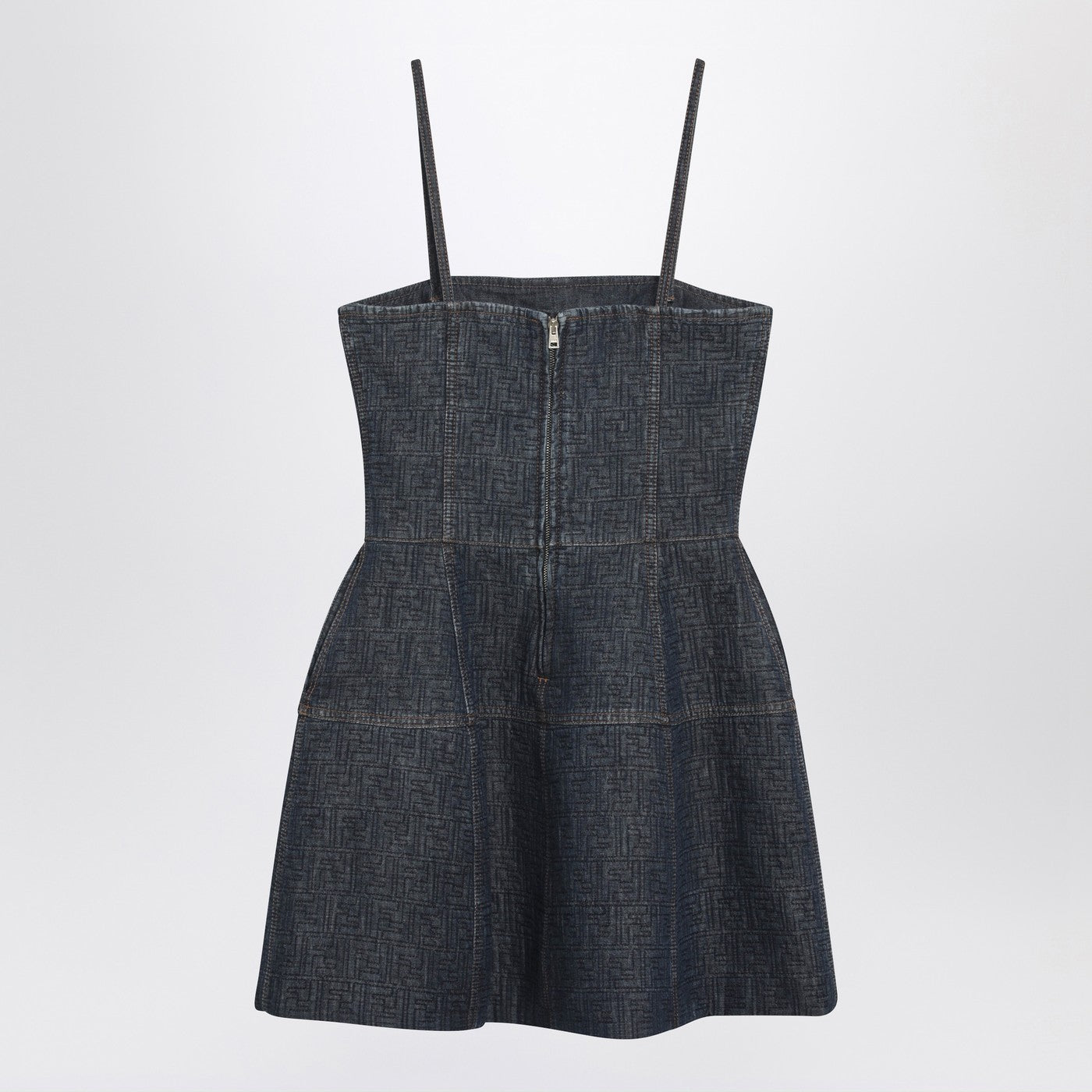 Fendi Dark Blue Ff Denim Bustier Dress Women FENDI