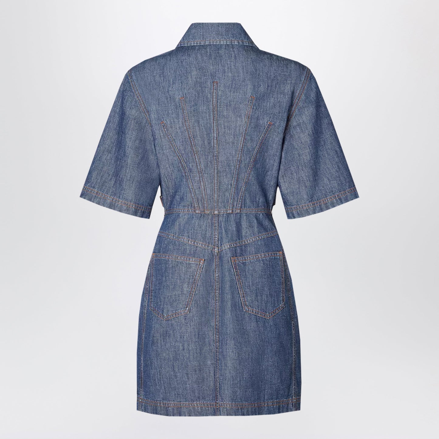 Fendi Navy Blue Chambray Dress Women FENDI