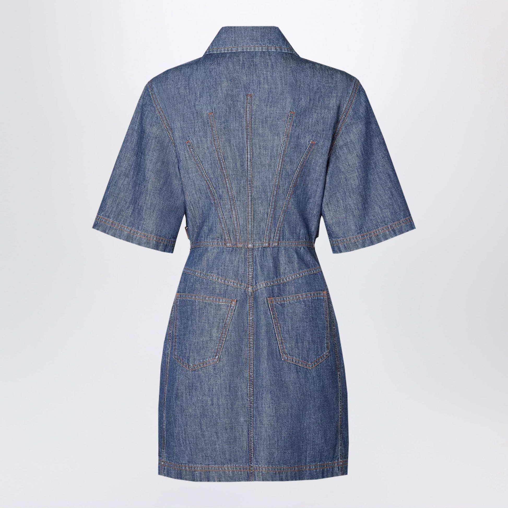 Fendi Navy Blue Chambray Dress Women FENDI