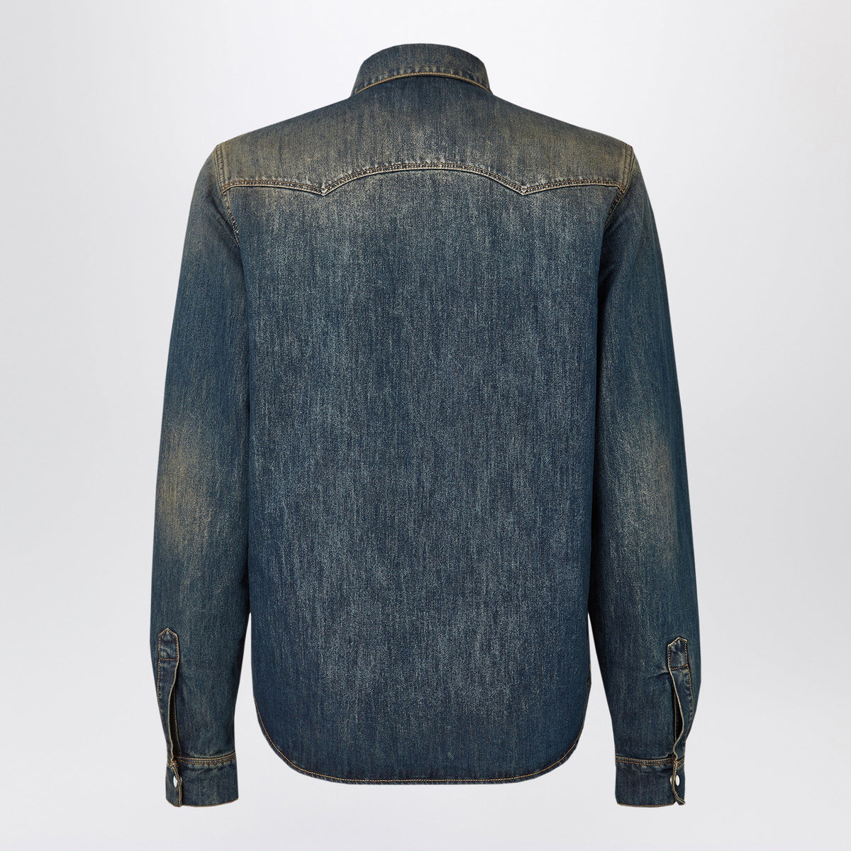 Fendi Blue Stone Wash Denim Shirt Men FENDI