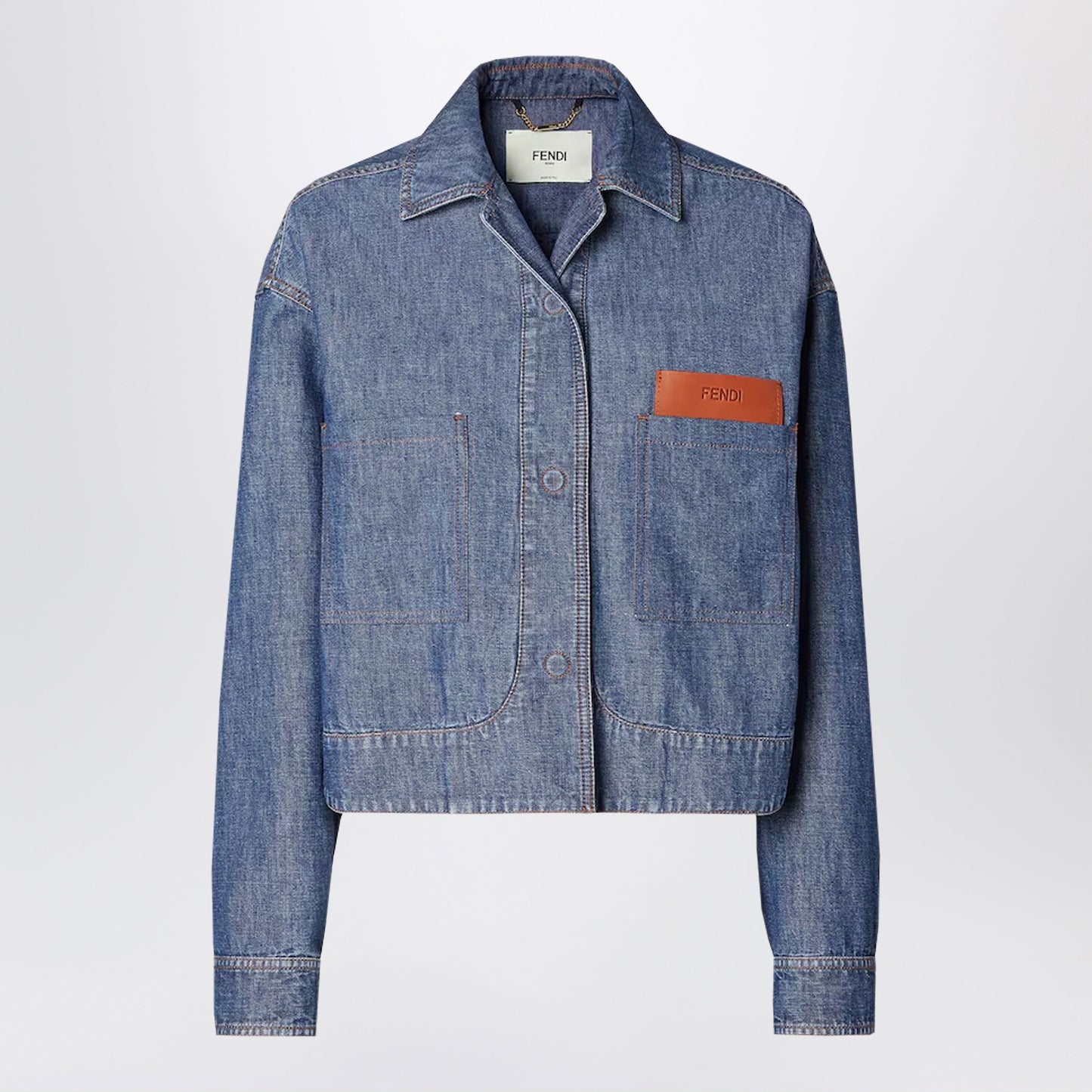 Fendi Navy Blue Chambray Jacket Women FENDI