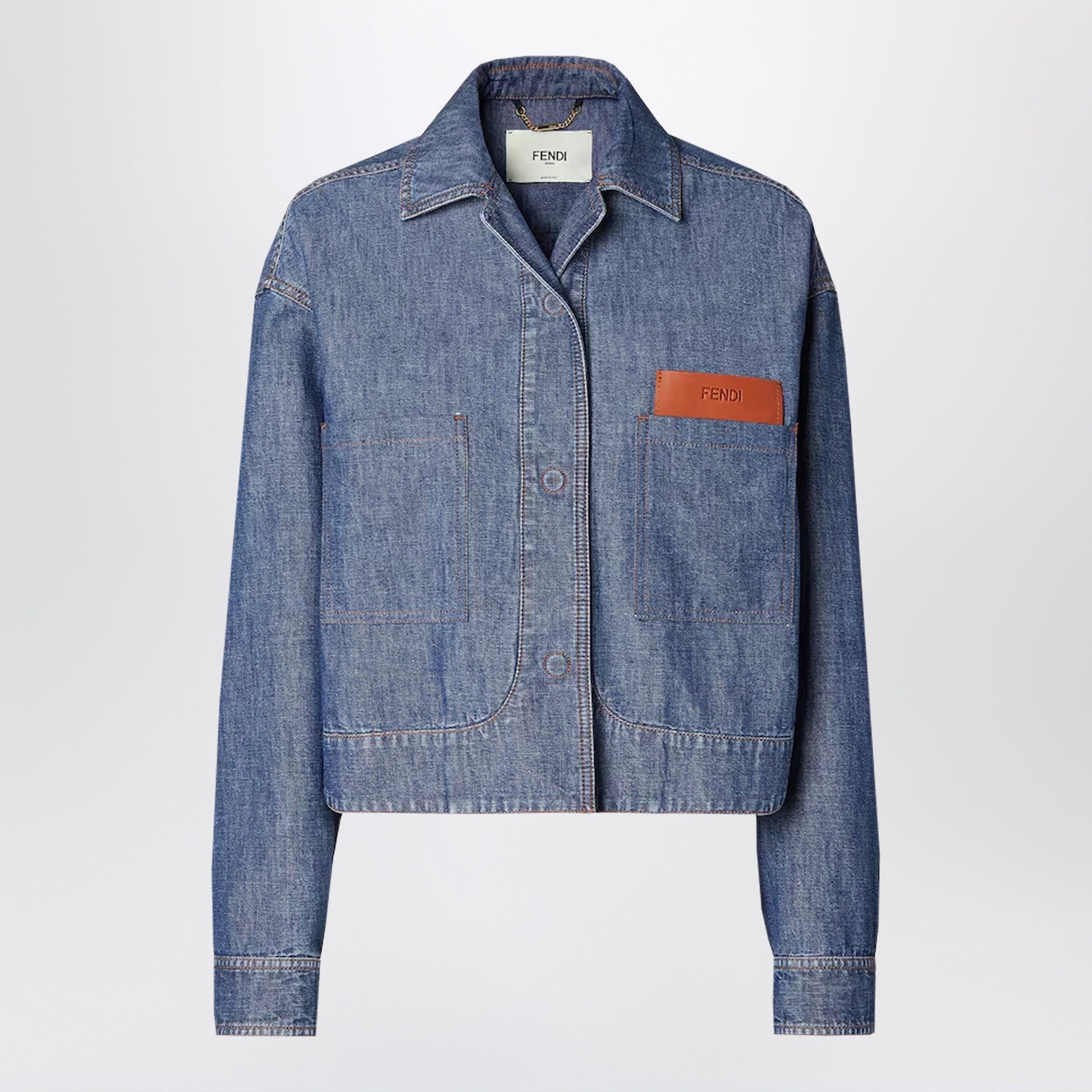 Fendi Navy Blue Chambray Jacket Women FENDI