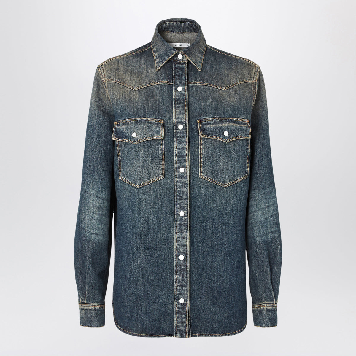 Fendi Washed Blue Denim Shirt Women FENDI