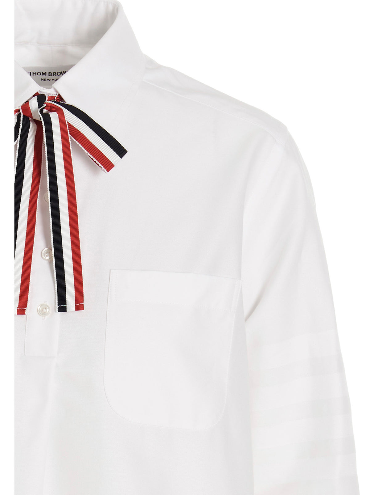 Thom Browne Women Logo Pussy Bow Blouse THOM BROWNE