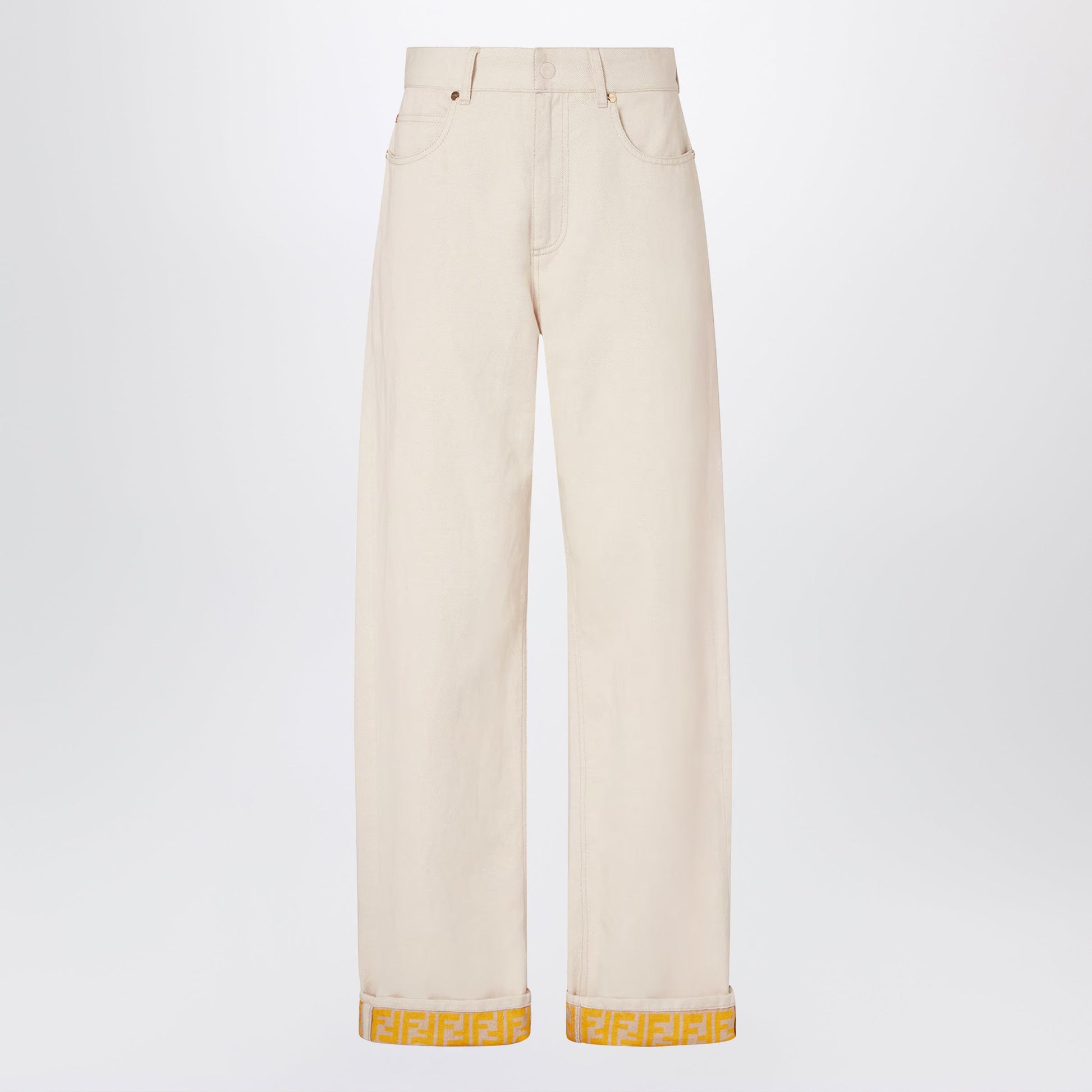 Fendi Beige Denim Trousers Women FENDI