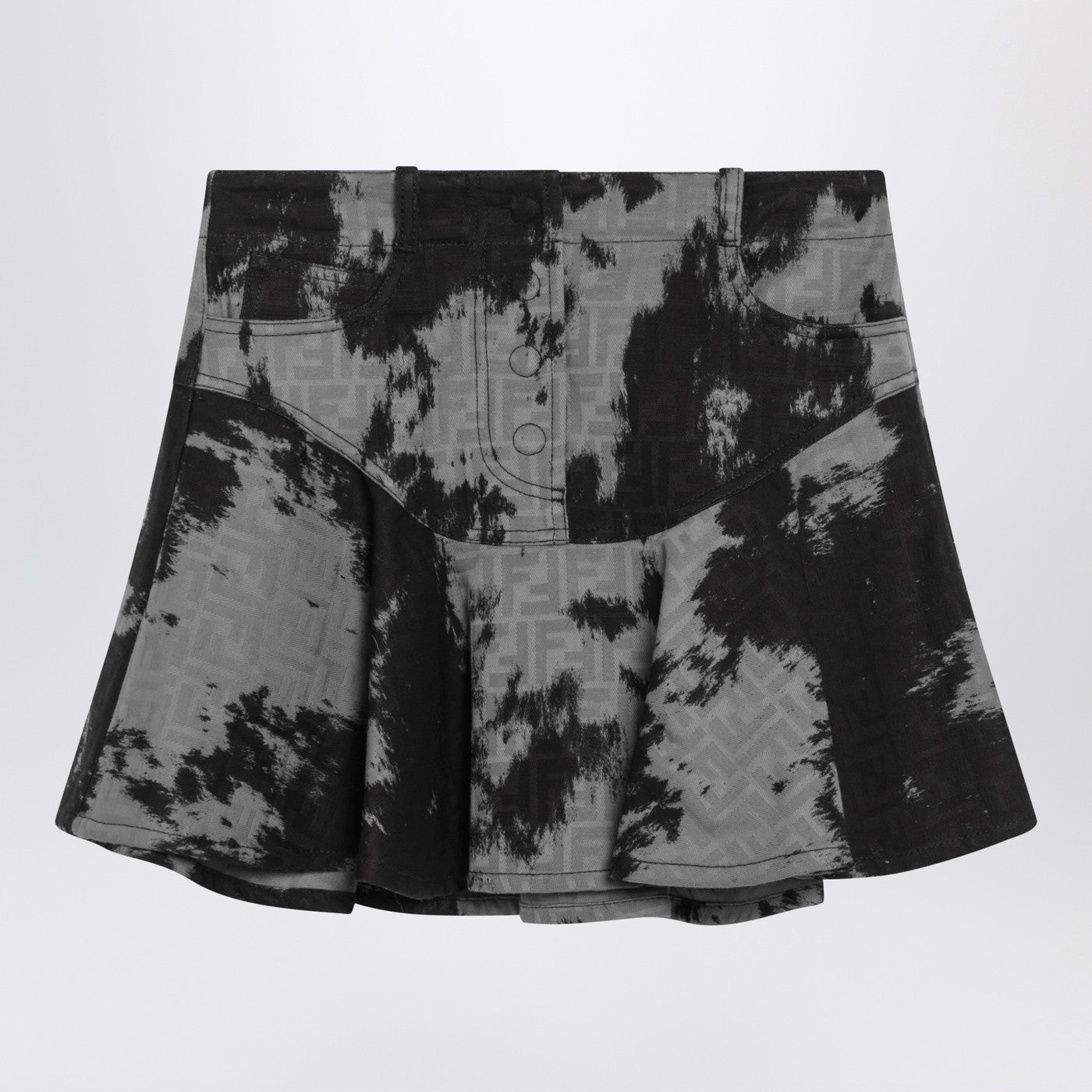 Fendi Black Ff Animalier Denim Skirt Women FENDI