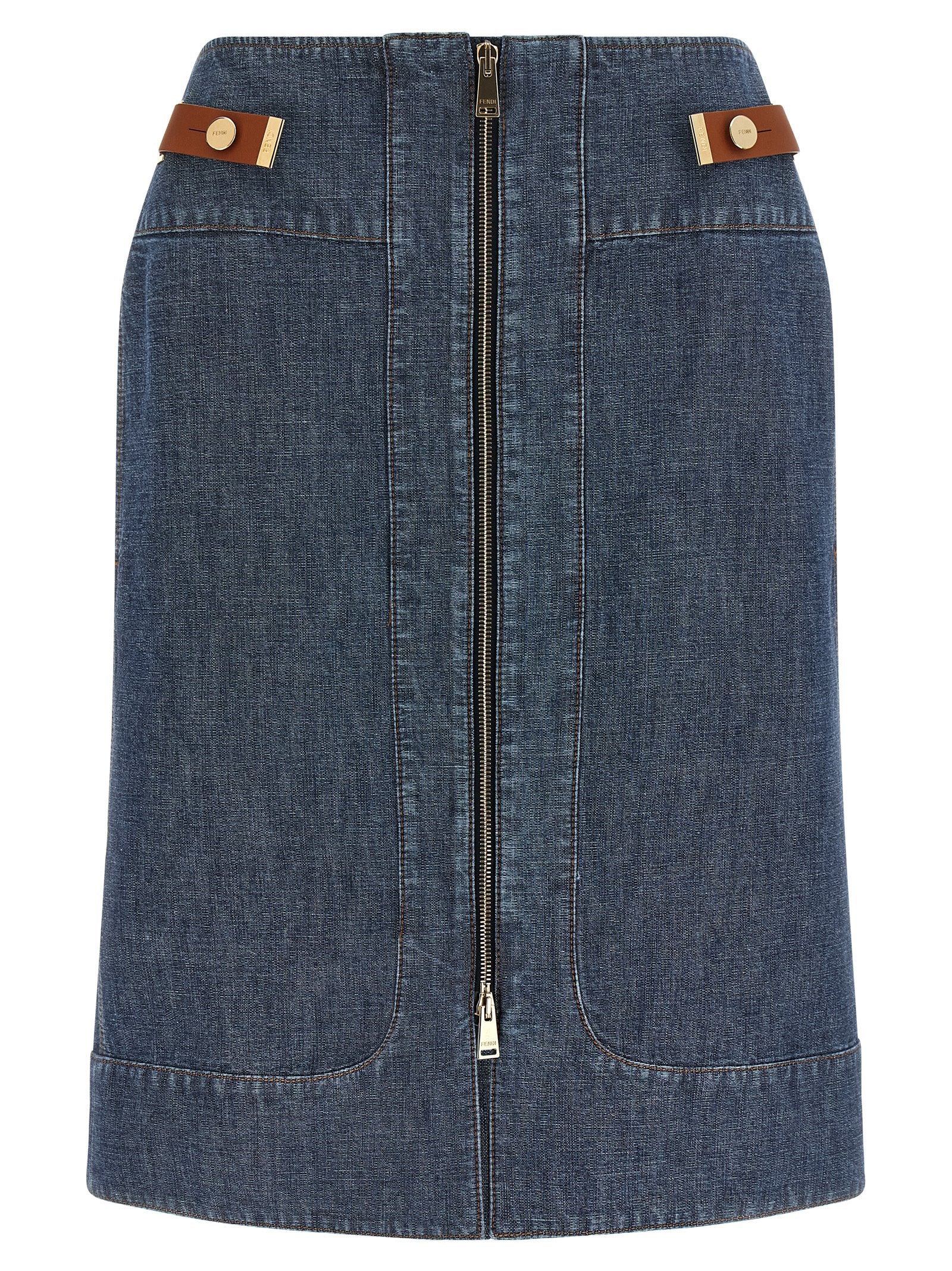 Fendi Women Chambray Denim Skirt FENDI