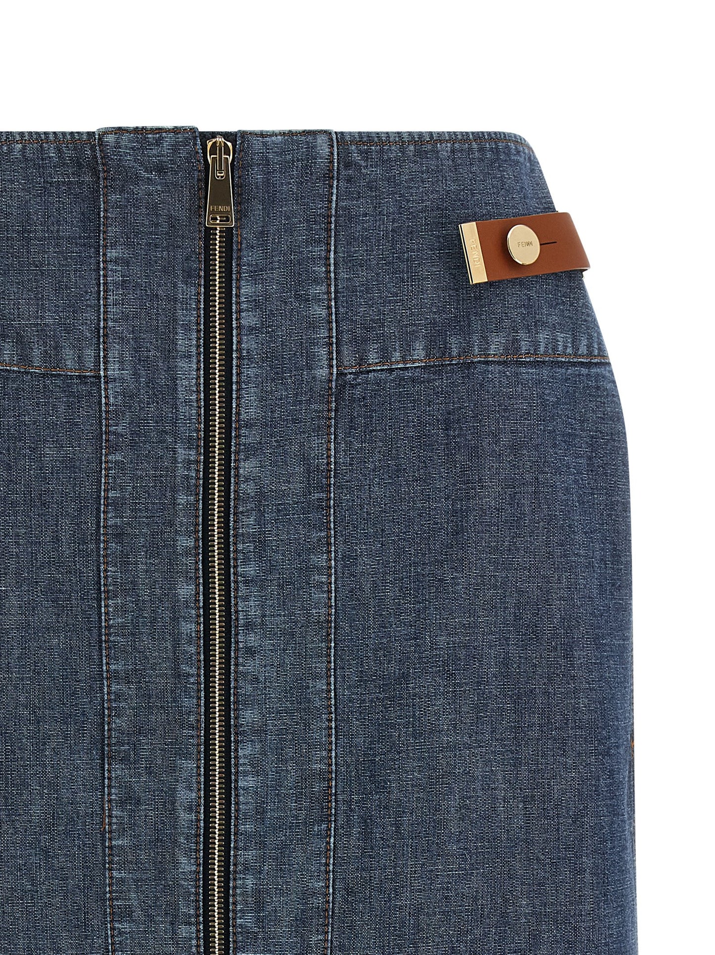 Fendi Women Chambray Denim Skirt FENDI