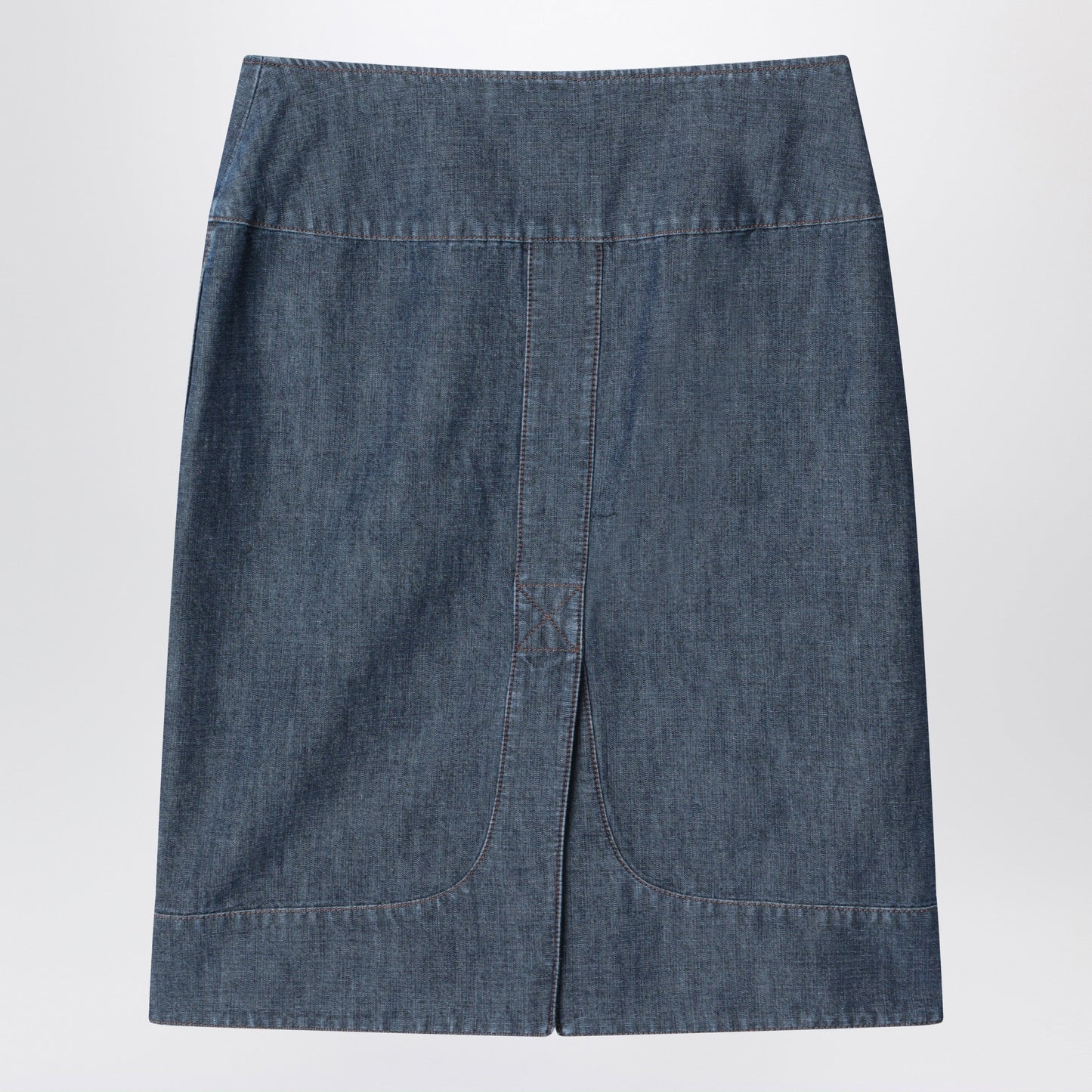 Fendi Blue Chambray Denim Skirt Women FENDI