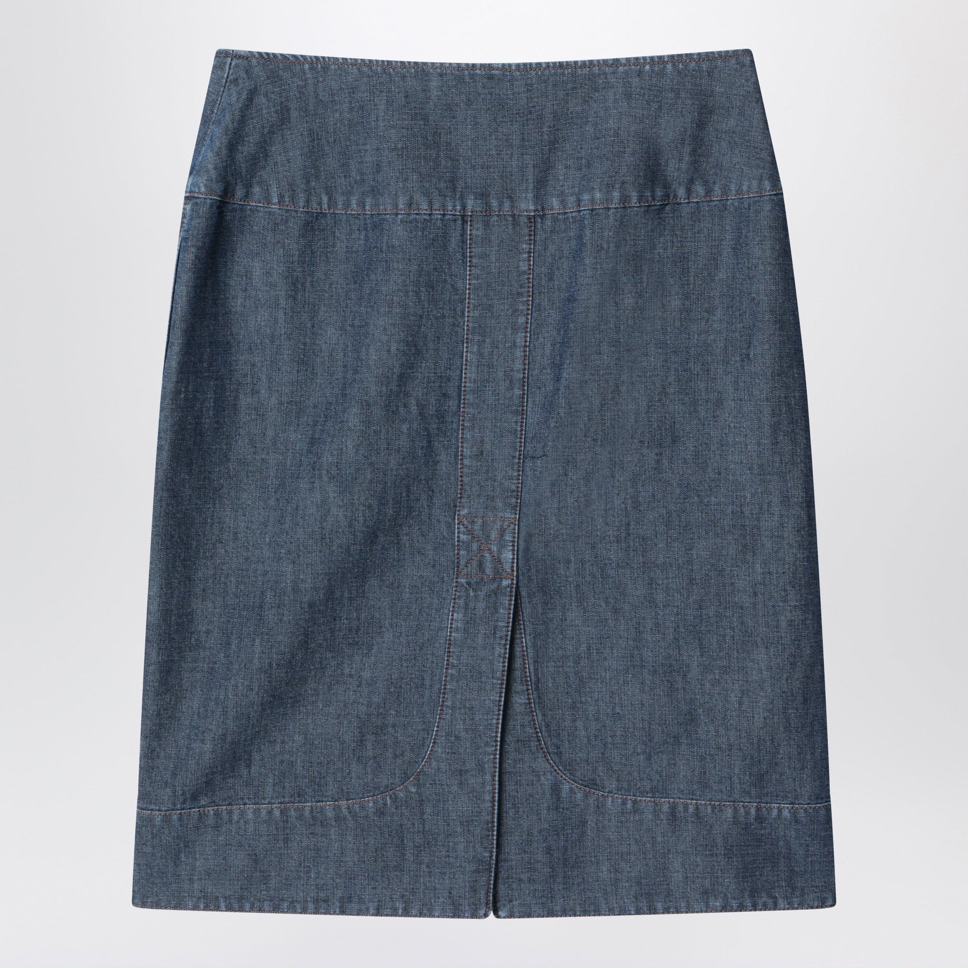 Fendi Blue Chambray Denim Skirt Women FENDI