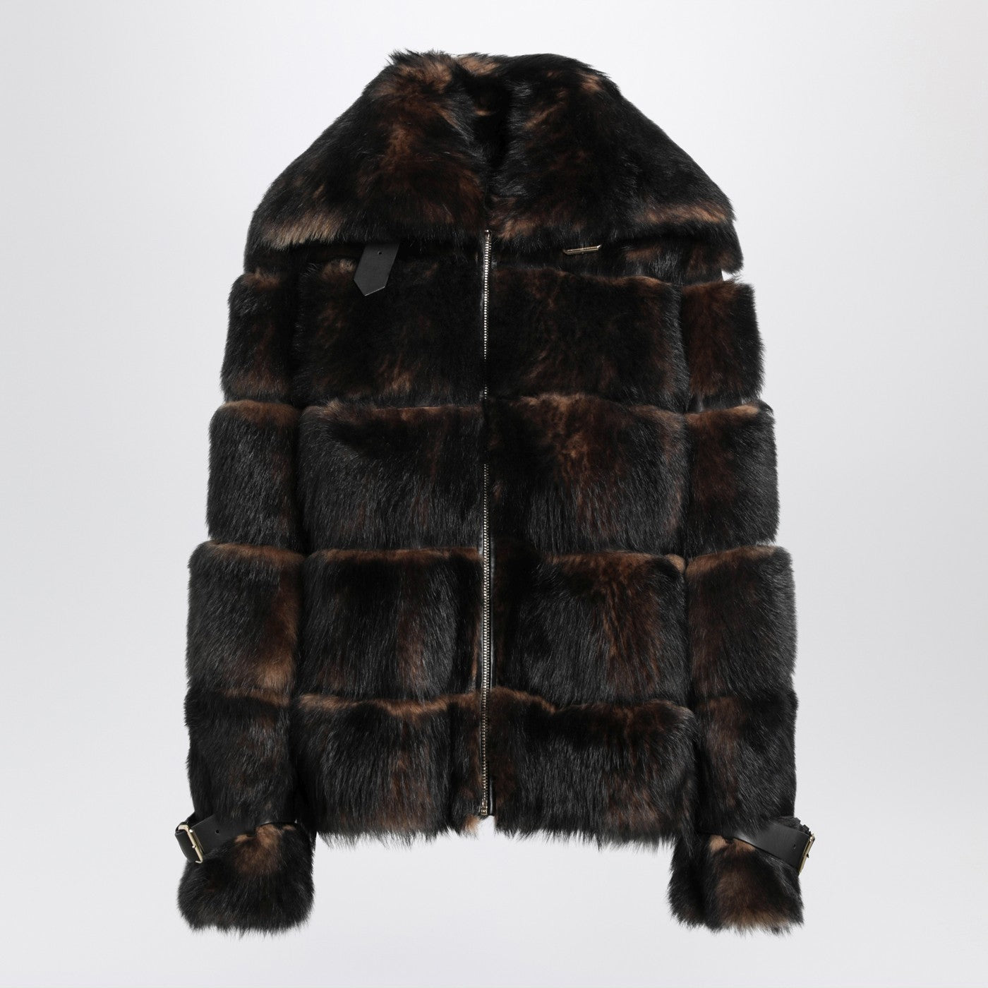 Fendi Brown Sheepskin Jacket With Nappa Leather Trim Women FENDI