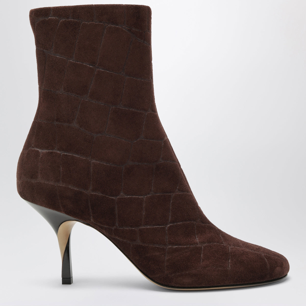 Jacquemus Brown Ankle Boots In Crocodile-Effect Suede Women JACQUEMUS