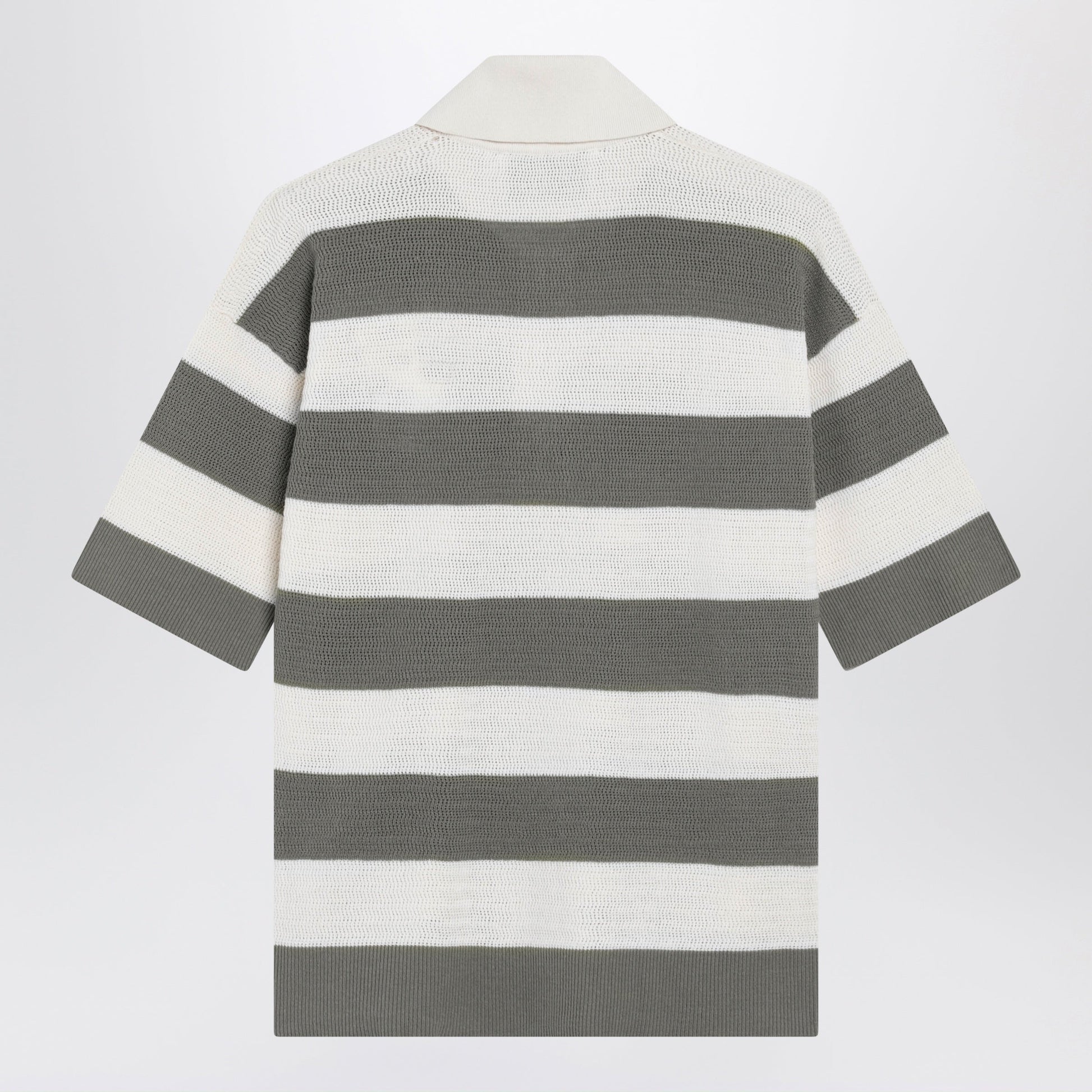 Ami Paris Ami De Coeur Striped Cotton Knit Polo Shirt Women AMI PARIS