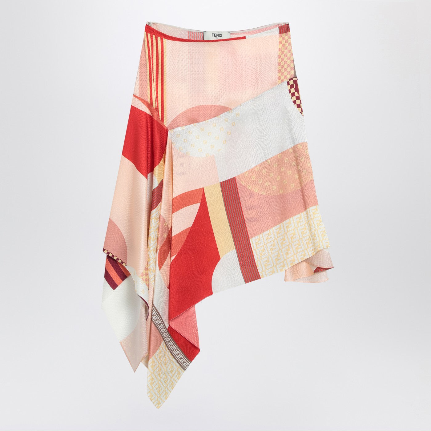 Fendi Pink Silk Skirt With Patchwork Print Women FENDI