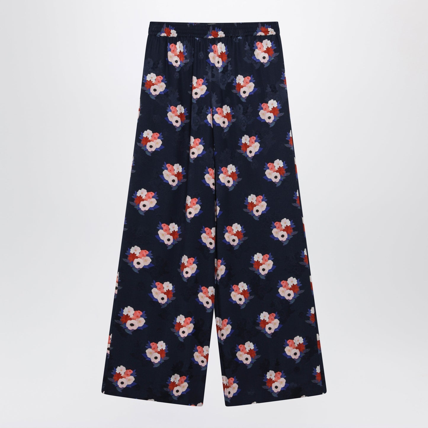 Fendi Dark Blue Silk Pyjama Trousers Women FENDI