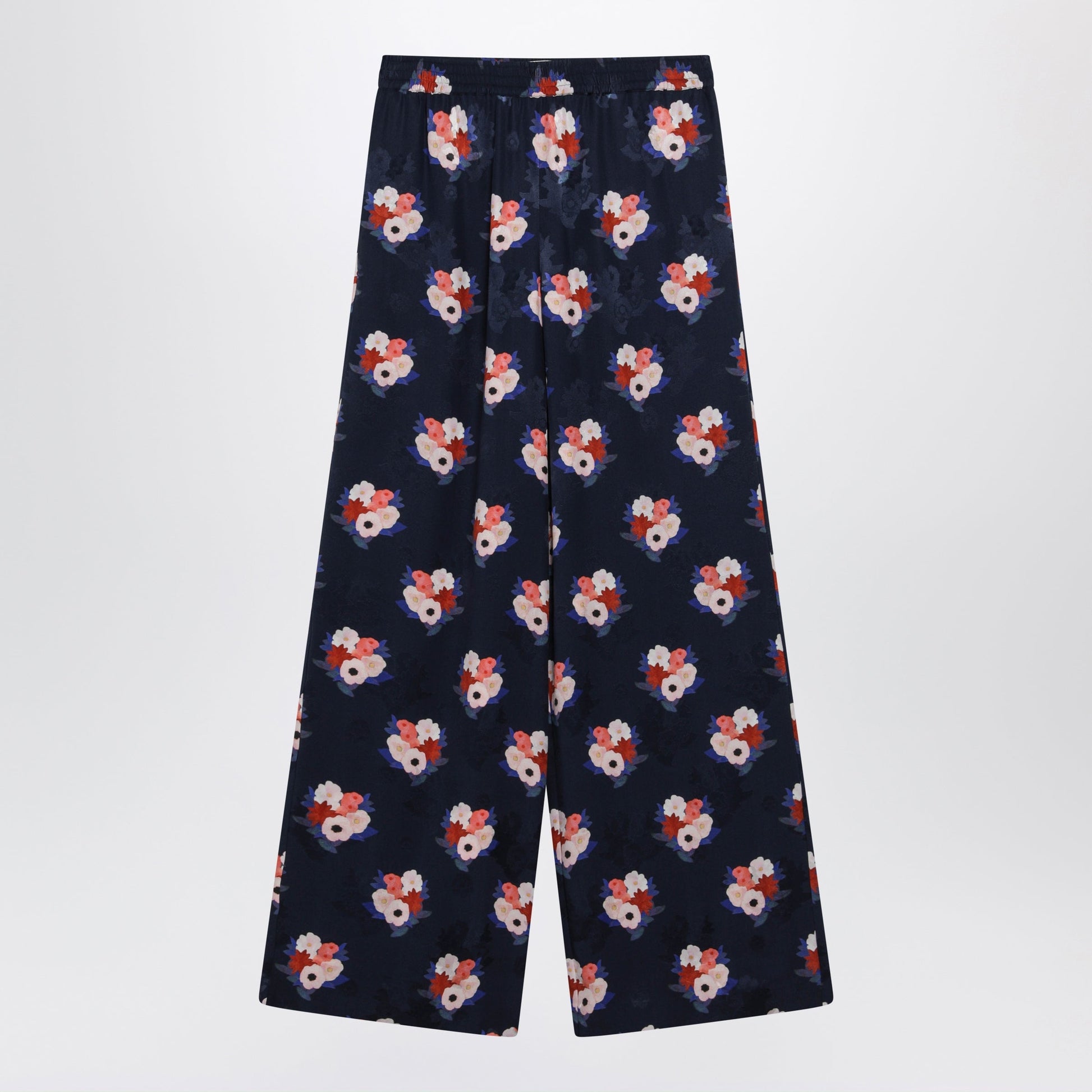 Fendi Dark Blue Silk Pyjama Trousers Women FENDI