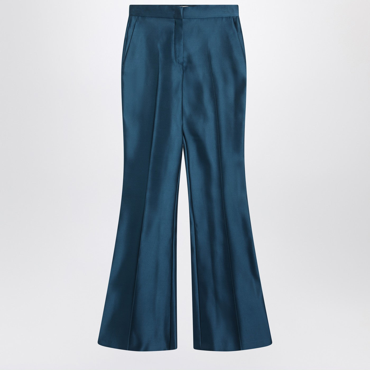 Fendi Teal Blue Duchess Satin Trousers Women FENDI
