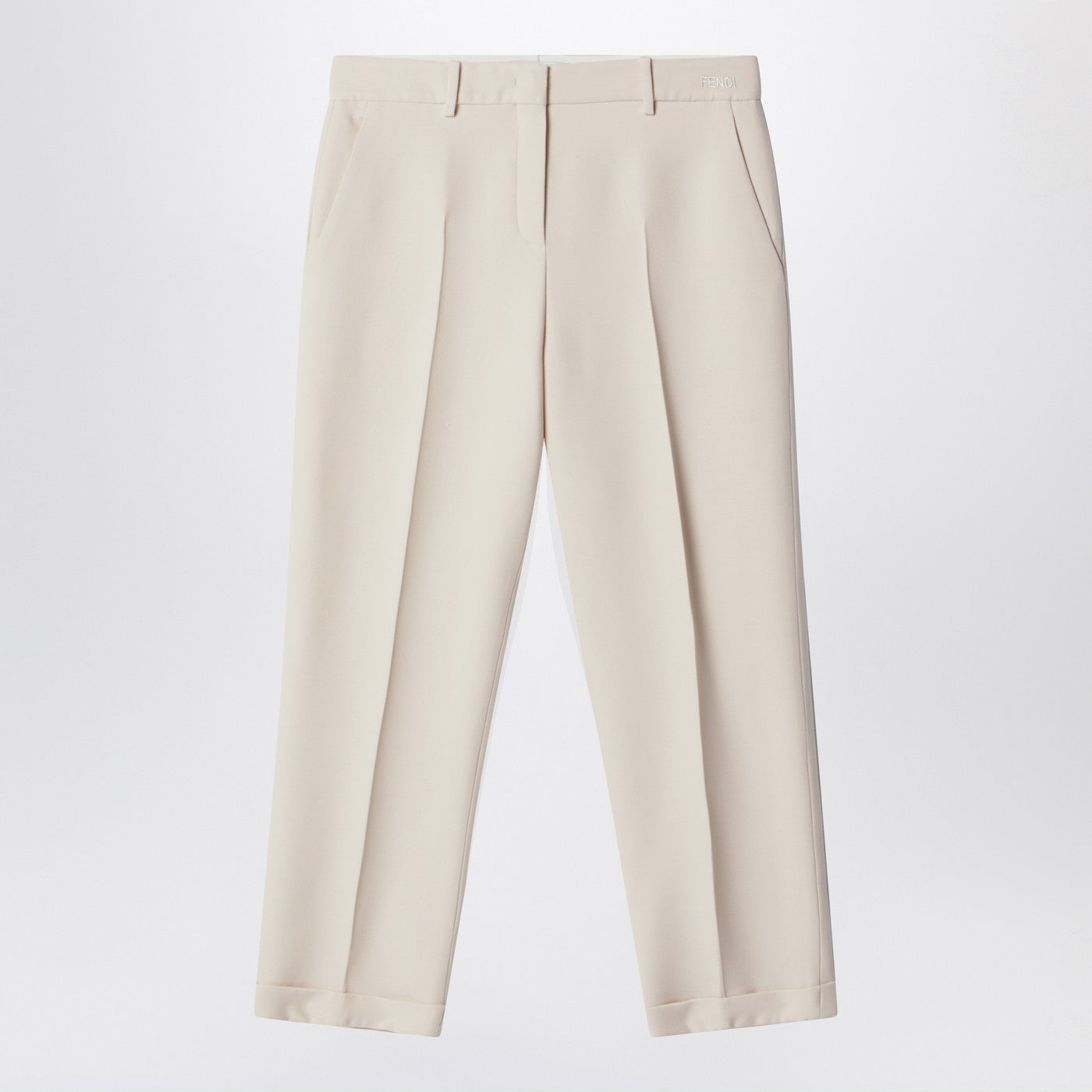 Fendi Cream Beige Wool And Silk Trousers Women FENDI