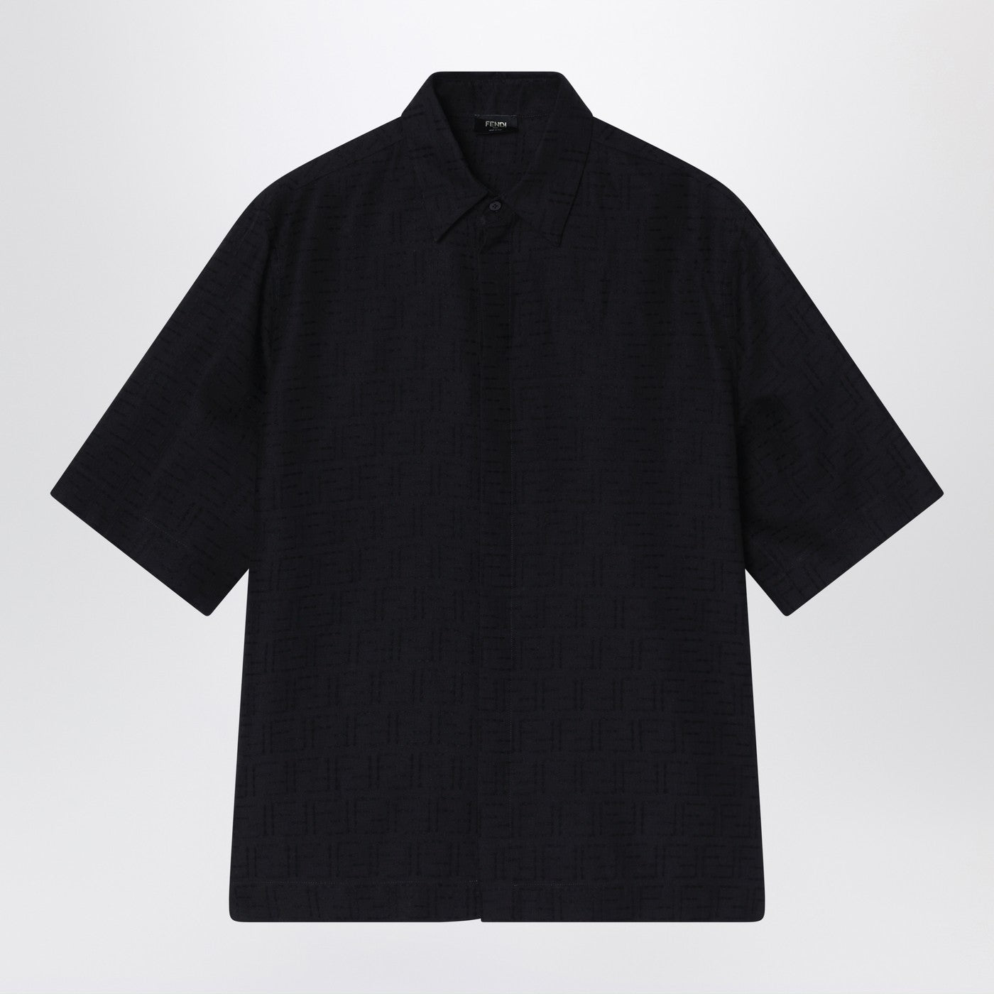 Fendi Black Ff Jacquard Linen Shirt Men FENDI