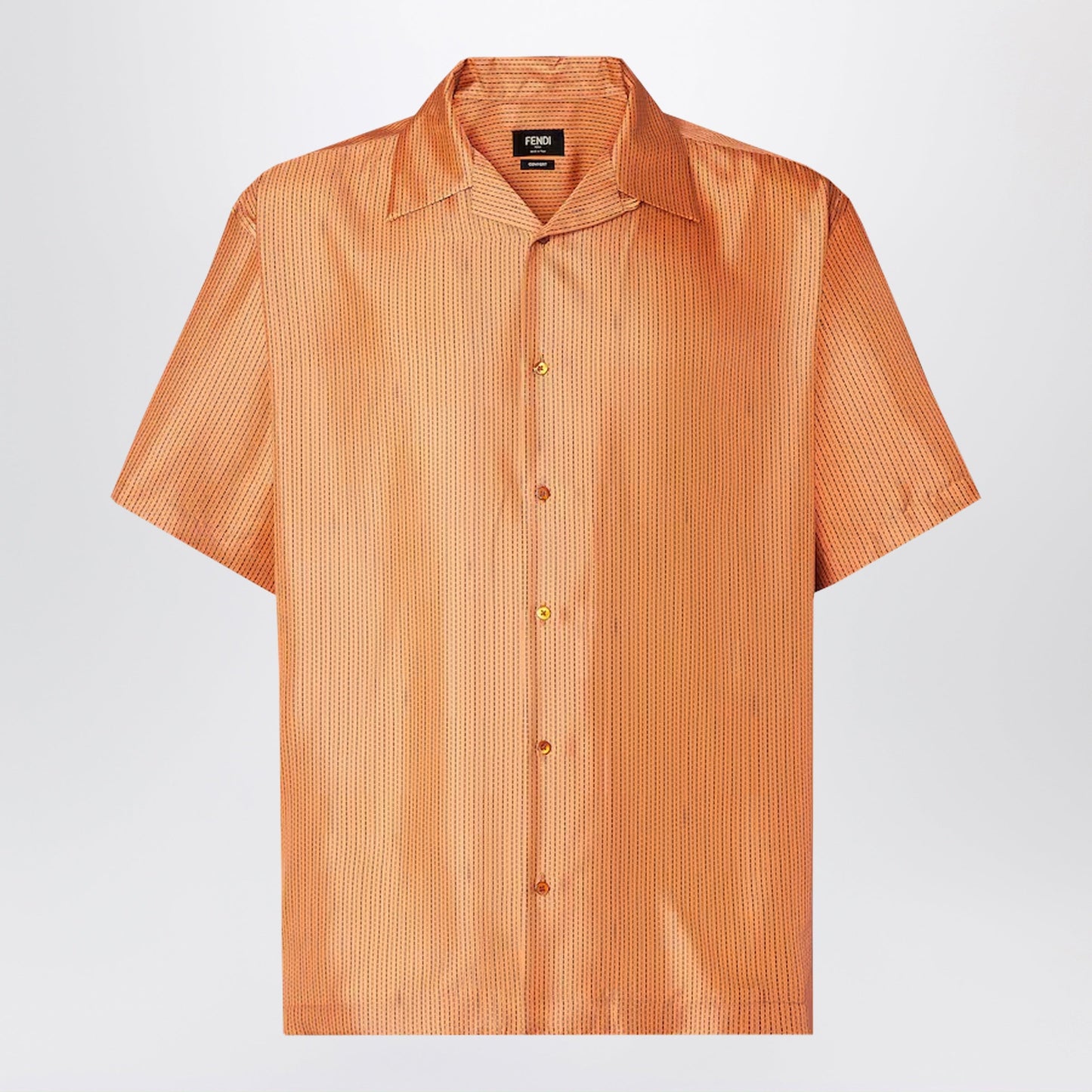 Fendi Orange Silk Shirt Men FENDI