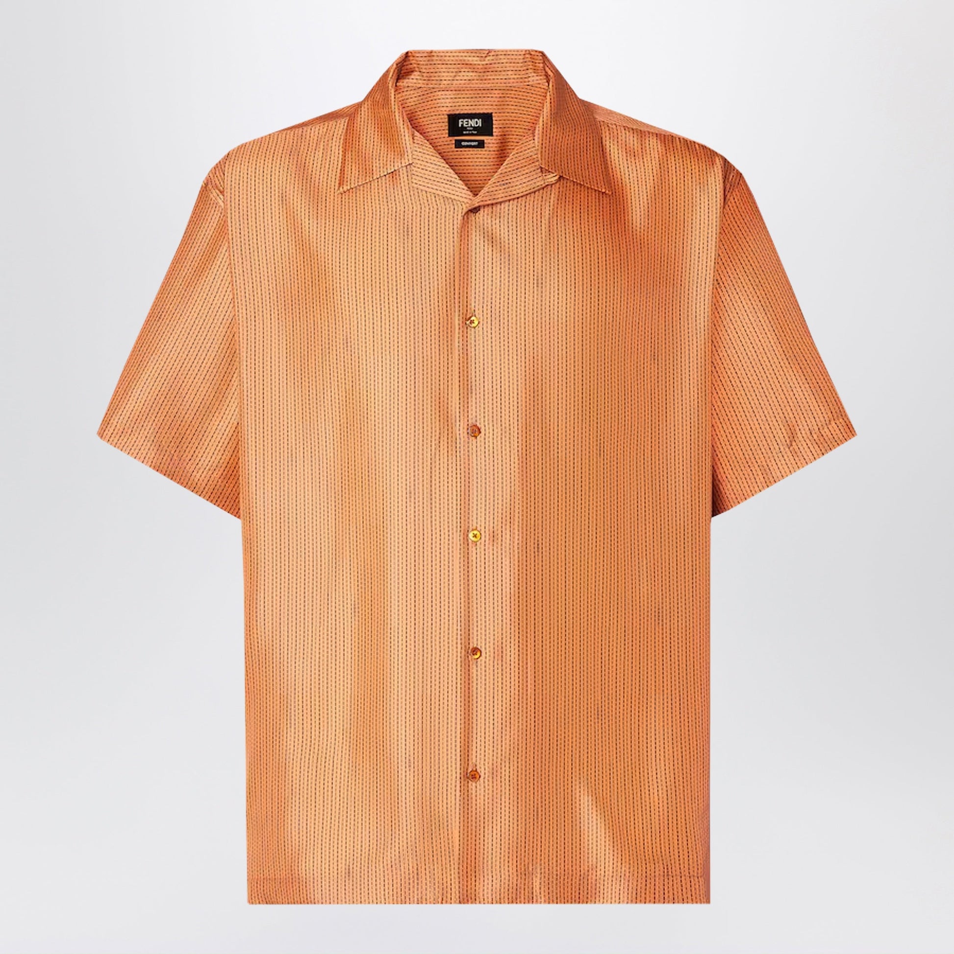 Fendi Orange Silk Shirt Men FENDI