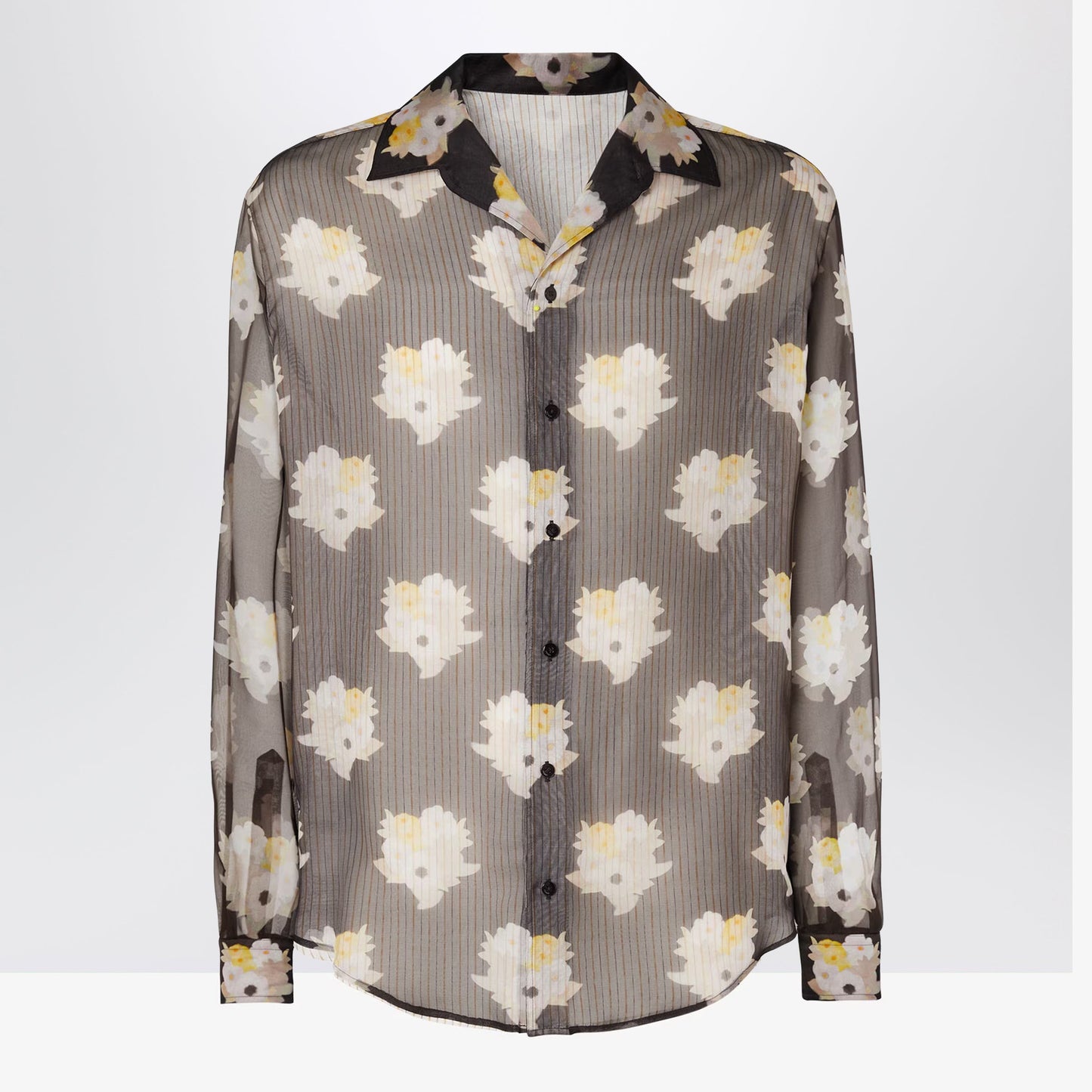 Fendi Printed Black Organza Shirt Men FENDI