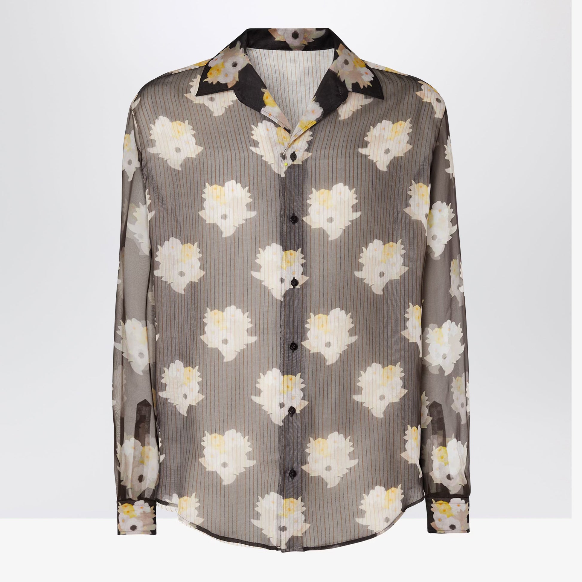 Fendi Printed Black Organza Shirt Men FENDI