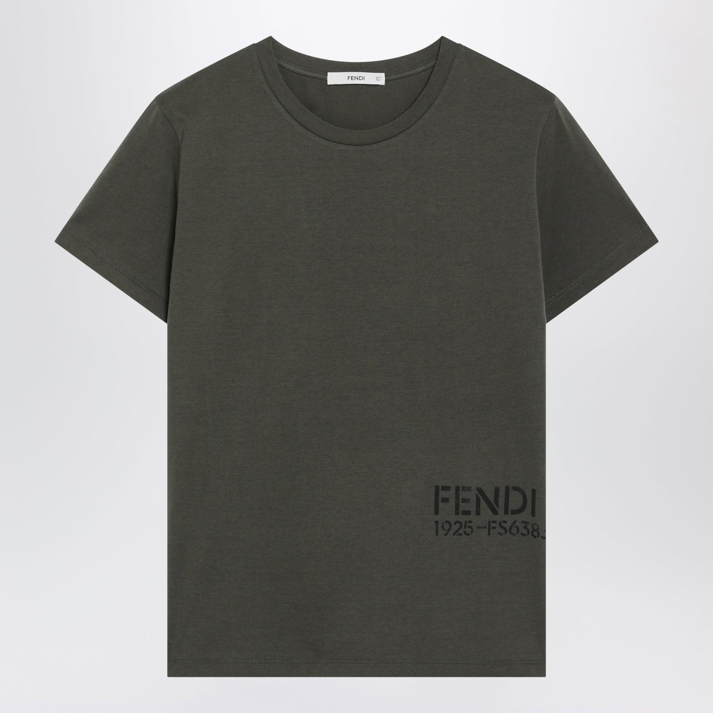 Fendi Military Green Cotton T-Shirt With Logo Women FENDI